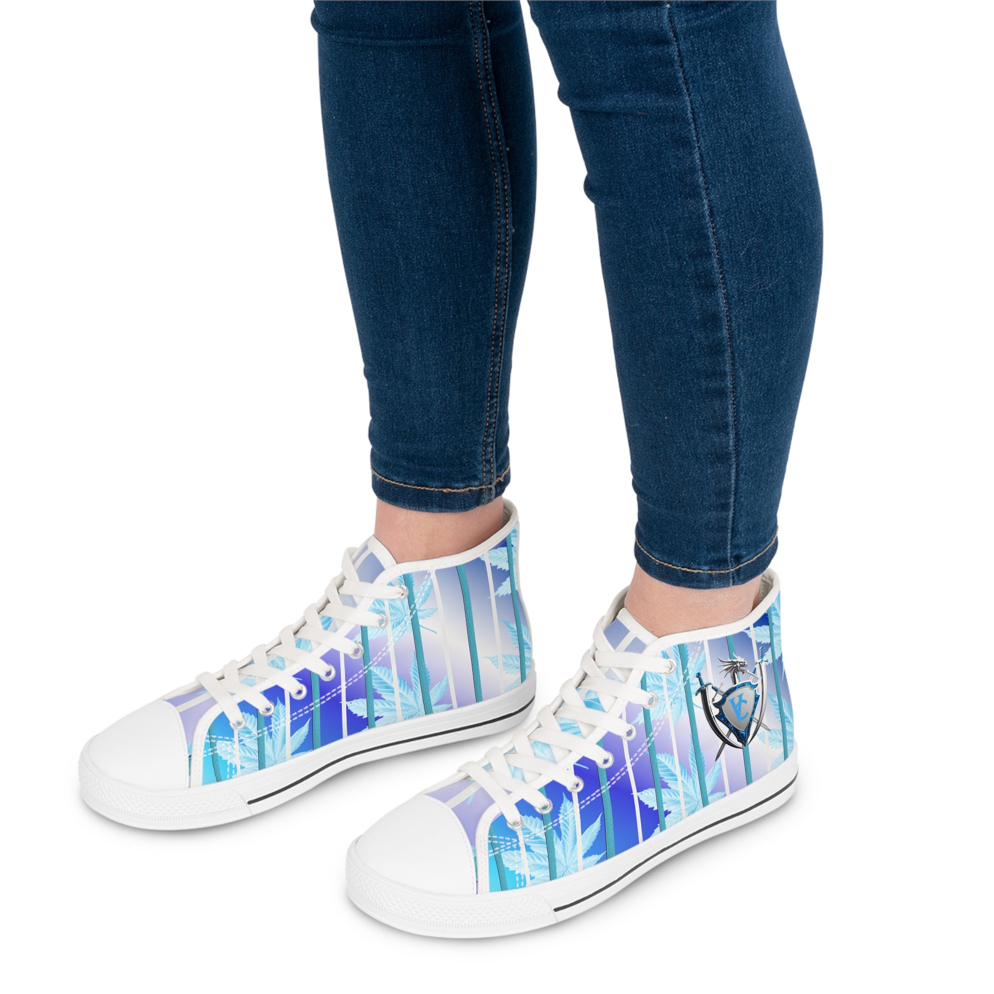 Stylish Women's High Top Sneakers with Feathers Design - Trendy Casual Footwear