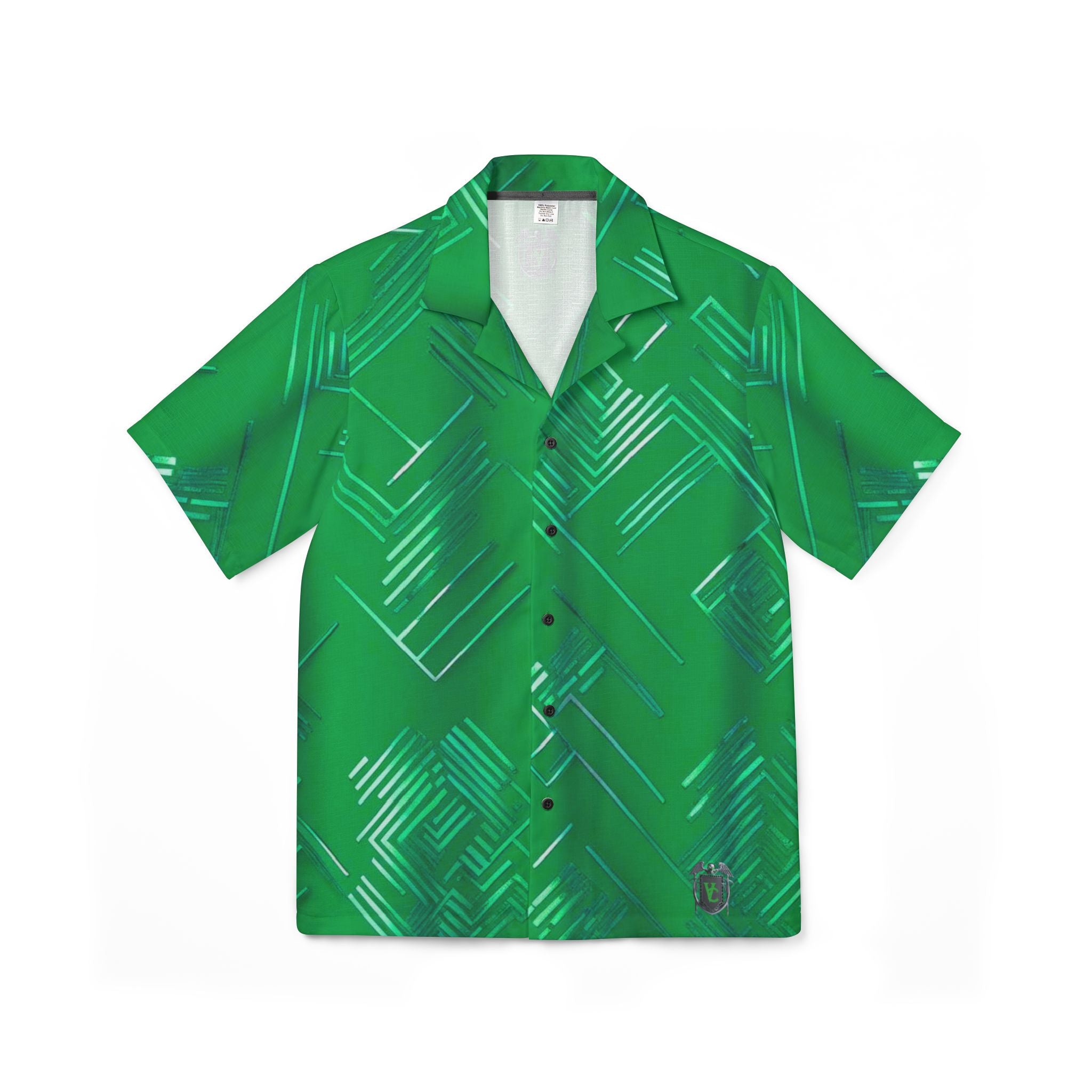 Men's Hawaiian Camp Shirt - Tropical Green Pattern for Summer Vibes