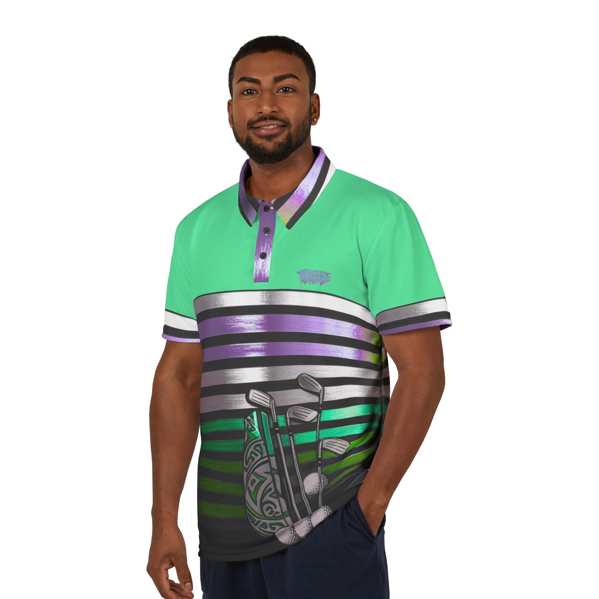 Stylish Golf Polo Shirt with Striped Design - Perfect for Sports and Casual Outings