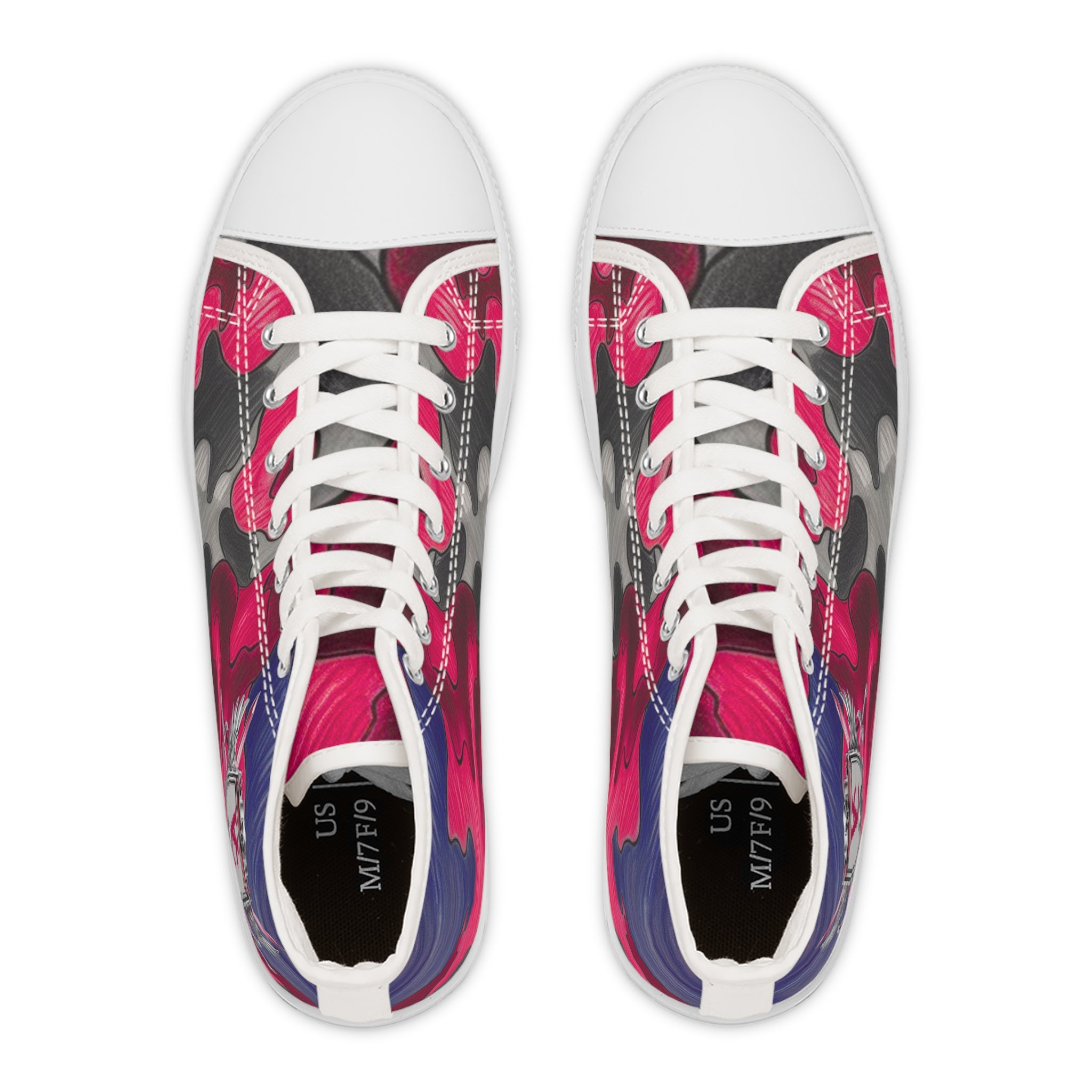 Trendy Women's High Top Sneakers - Colorful Camo Design