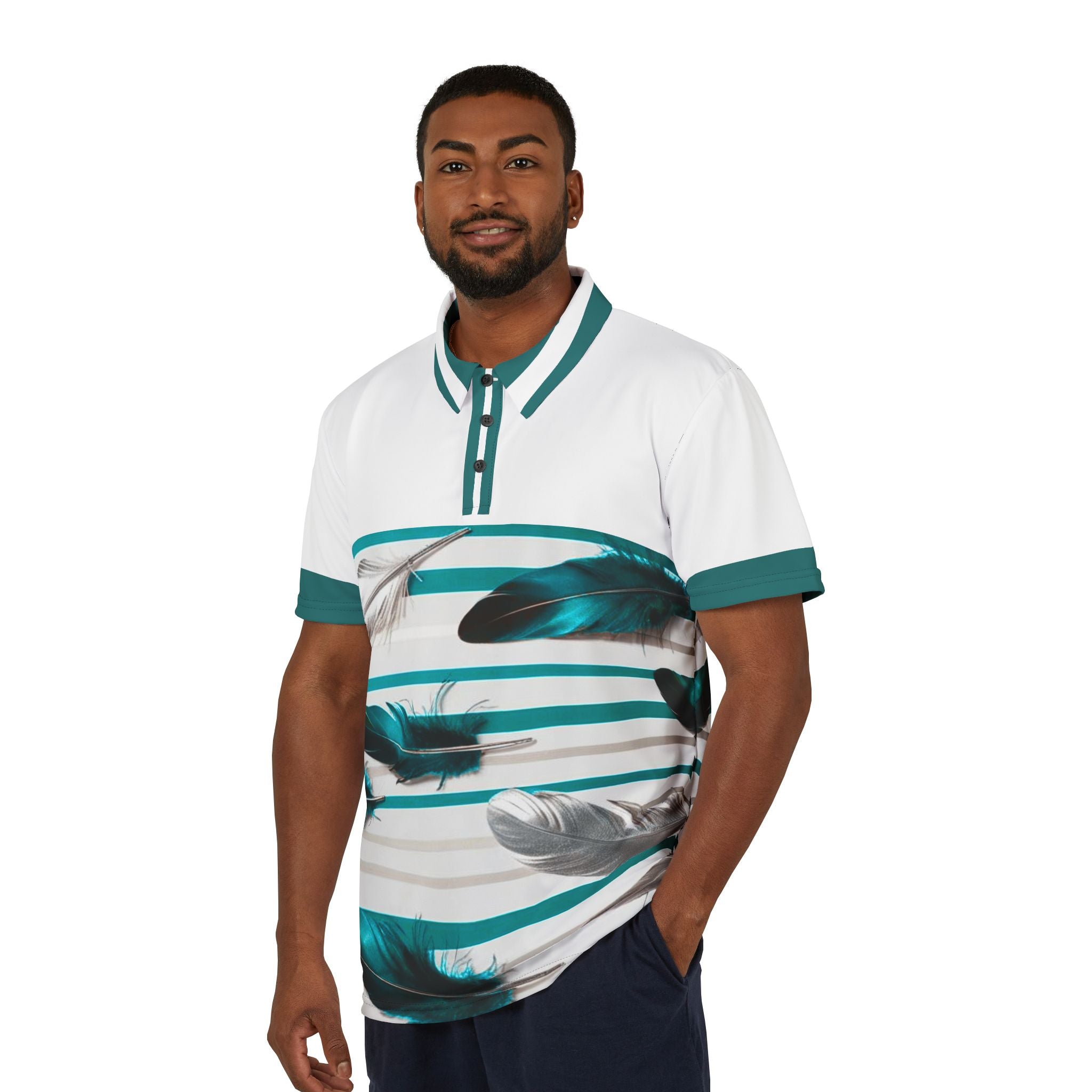 Tropical Feather Unisex Polo Shirt - Casual Summer Style