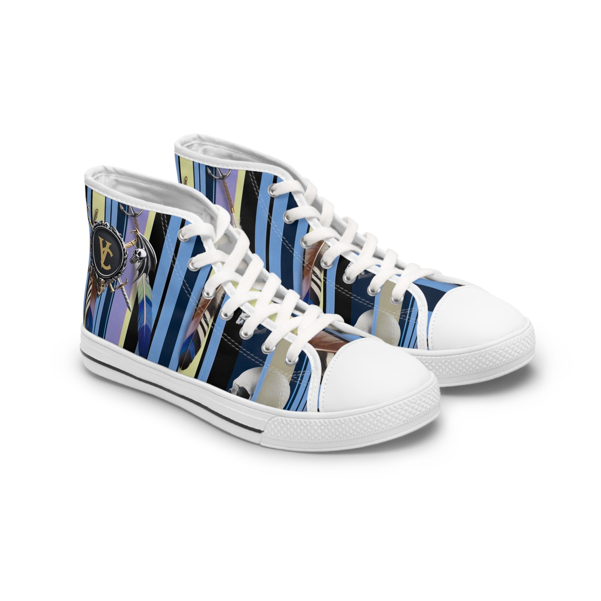 Stylish Women's High Top Sneakers with Artistic Stripes - Trendy Footwear for Fashion Lovers