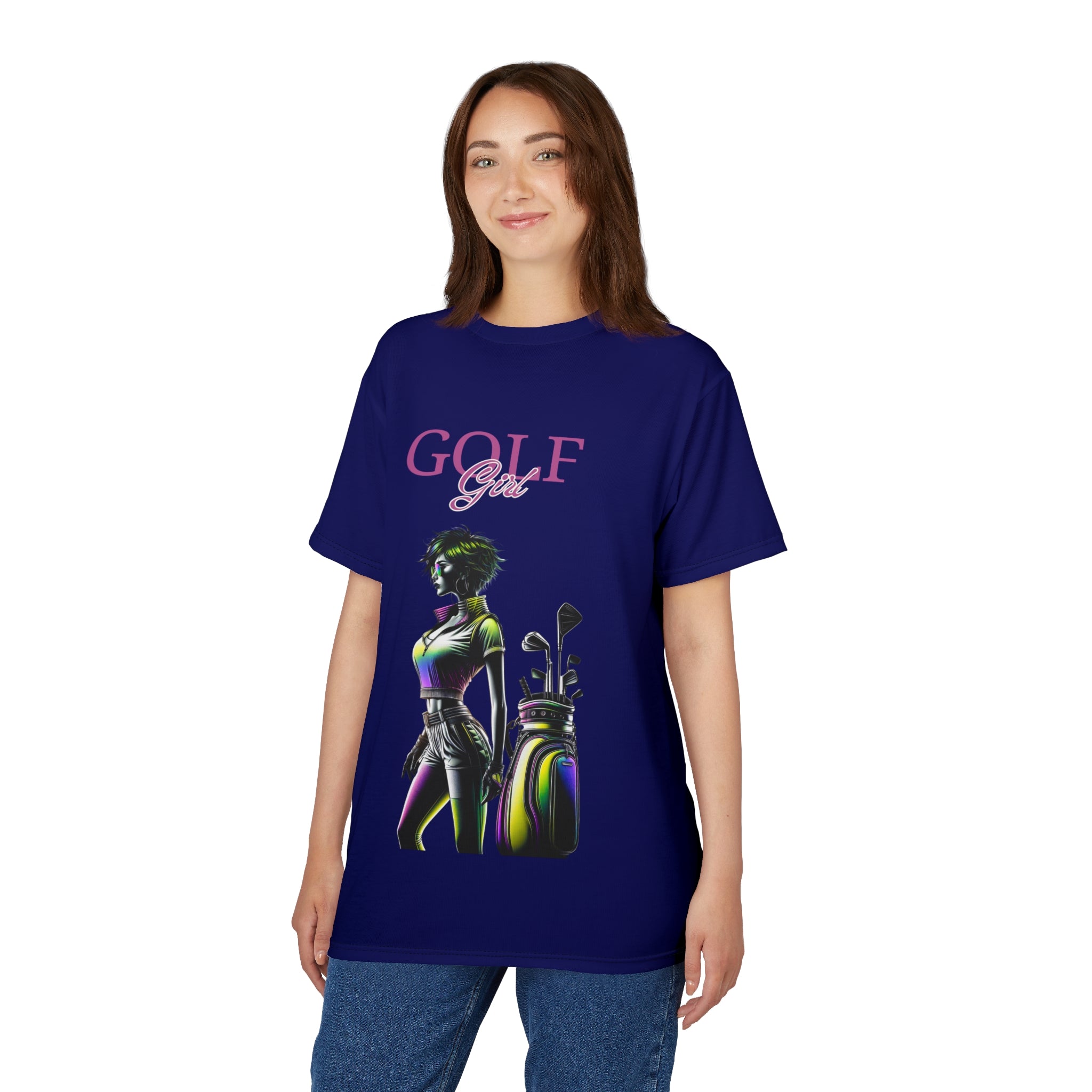 Golf Girl Unisex Cut & Sew Tee - Vibrant Graphic Design for Golf Enthusiasts