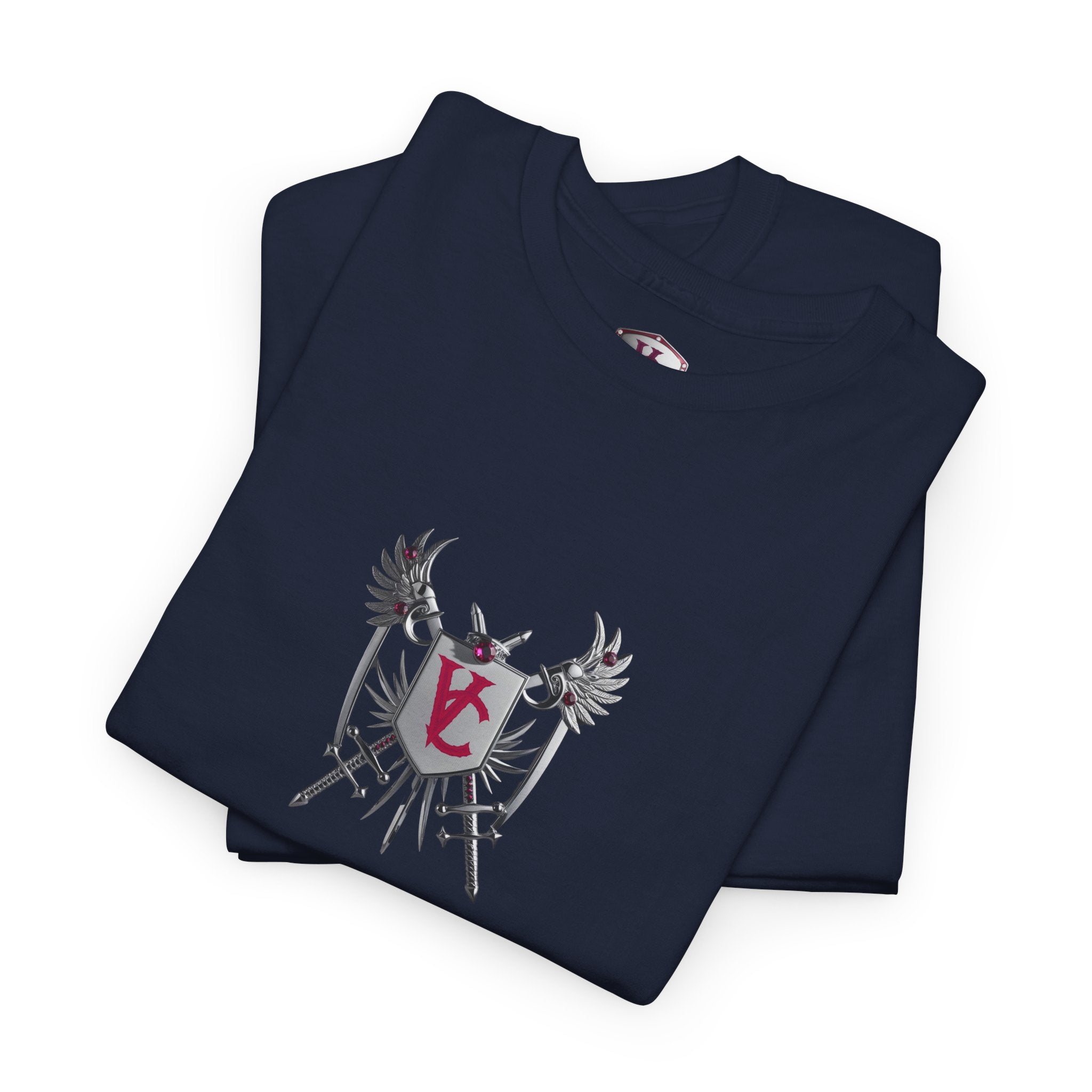 Unisex Heavy Cotton Tee with Shield Design - Bold Streetwear Style