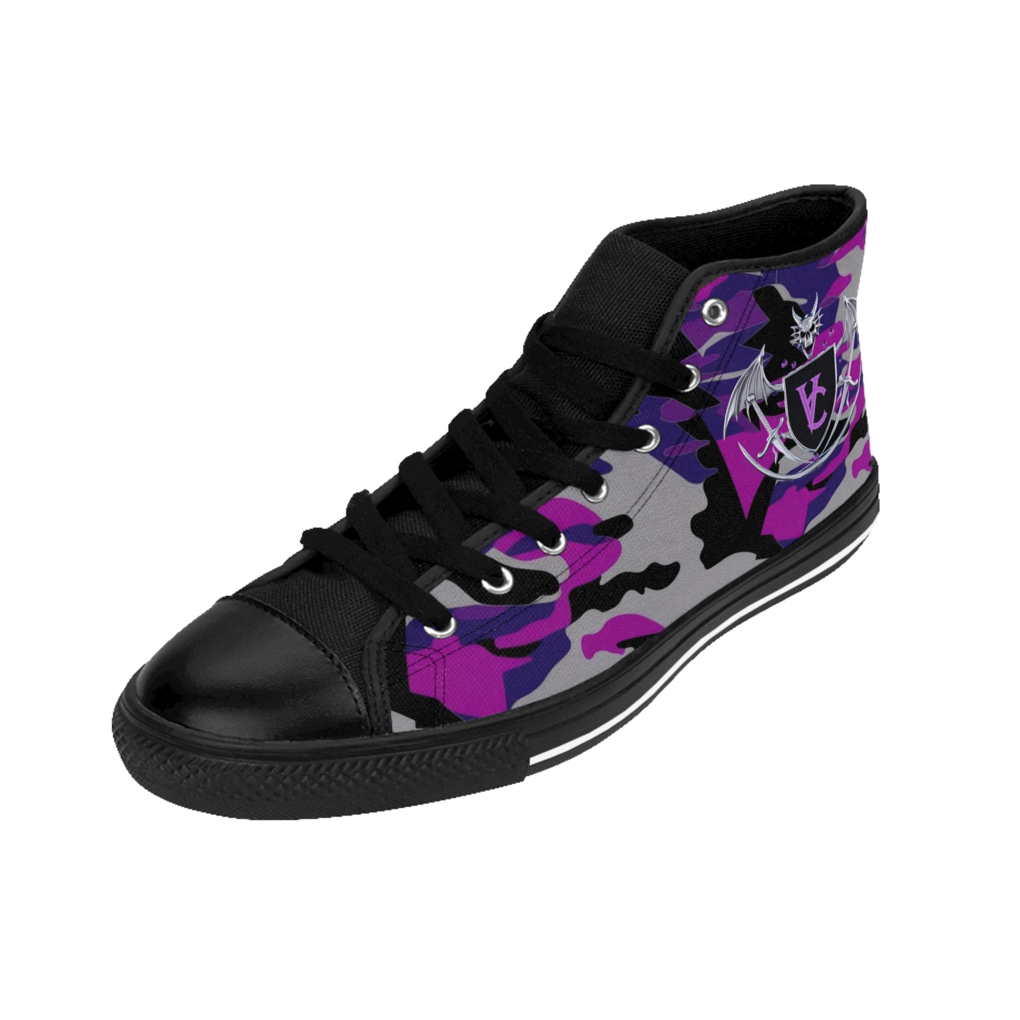 Stylish Women's Classic Camo Sneakers with Purple Accents