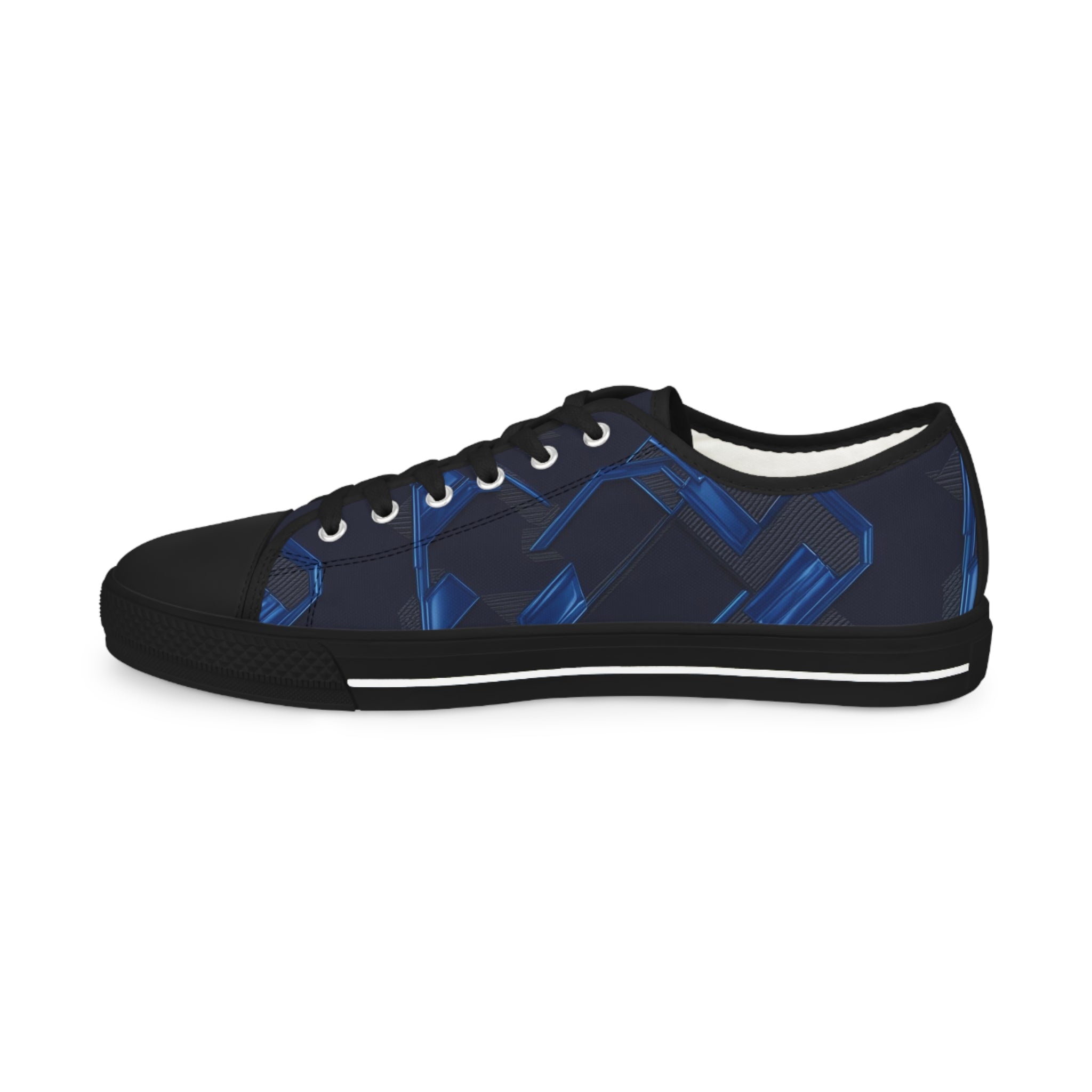 Stylish Men's Low Top Sneakers - Navy Blue with Skull Design
