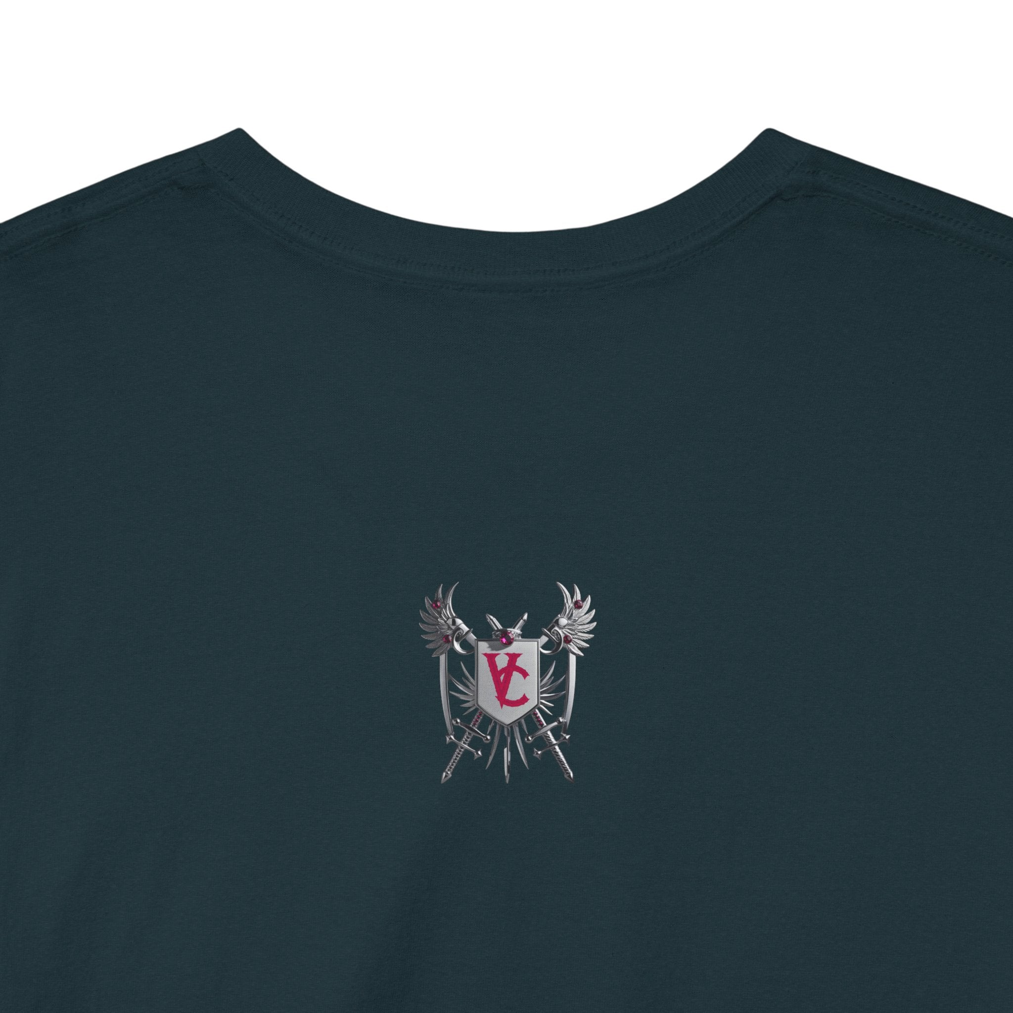 Unisex Heavy Cotton Tee with Shield Design - Bold Streetwear Style