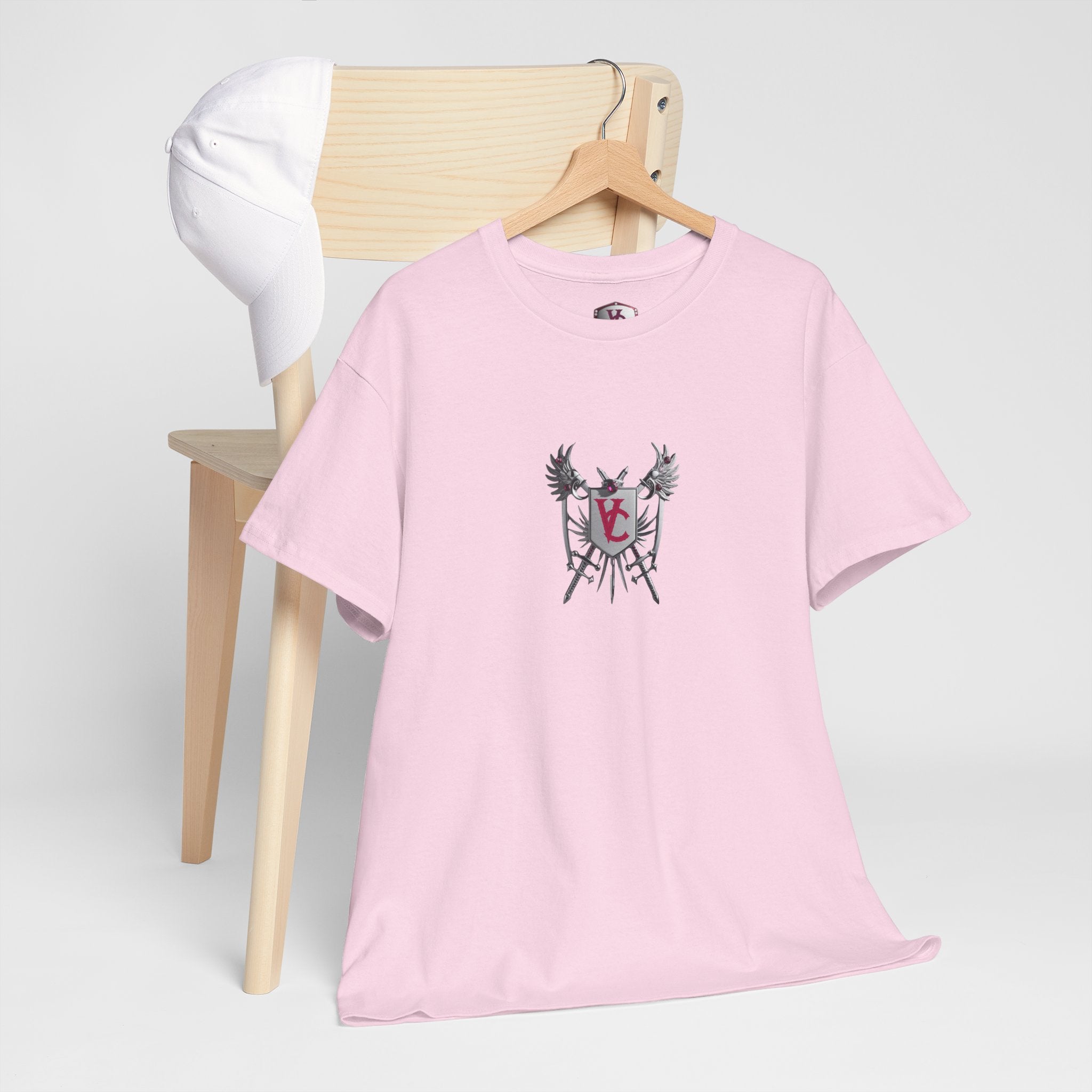 Unisex Heavy Cotton Tee with Shield Design - Bold Streetwear Style