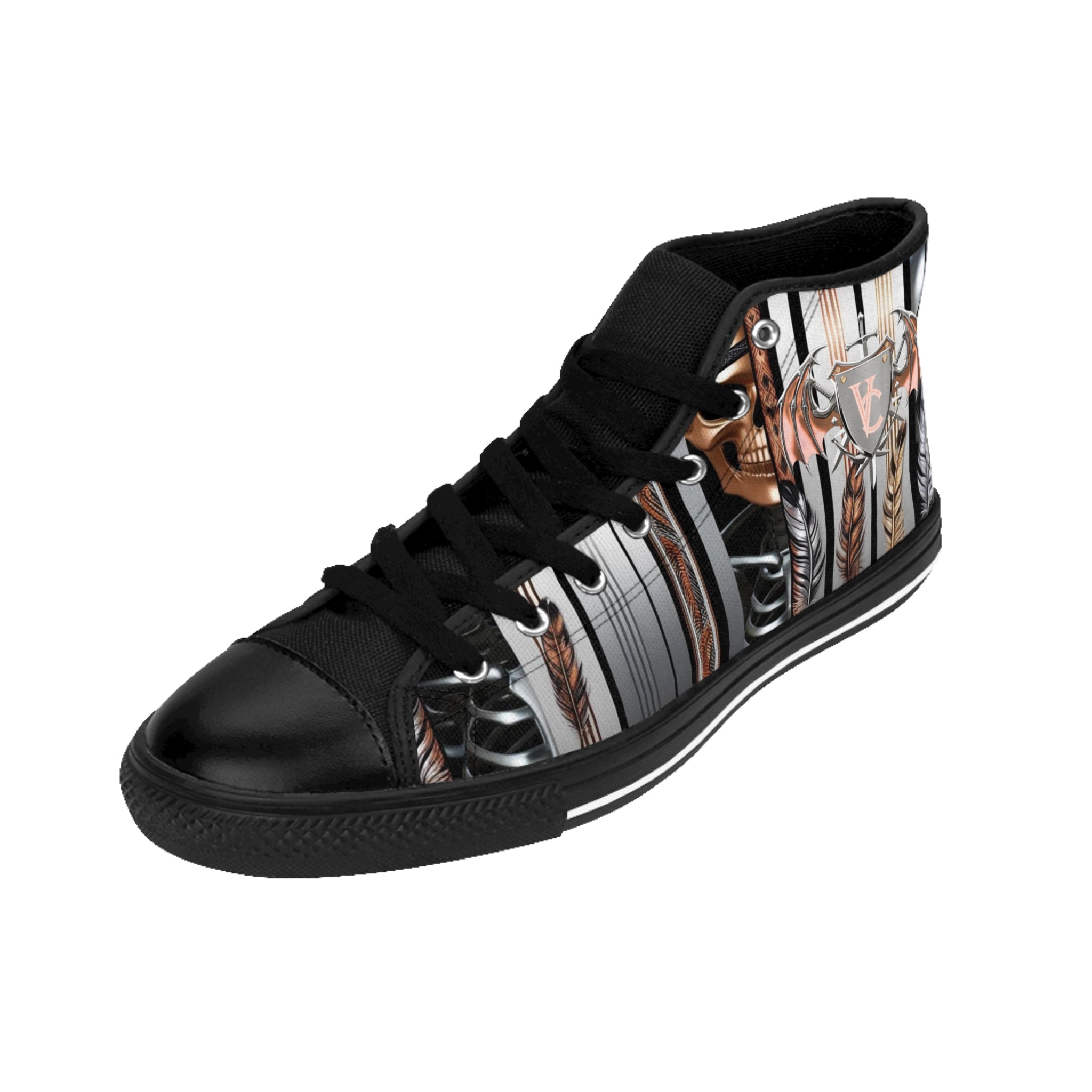 Men's Classic Sneakers with Tribal Design - Stylish High-Top Footwear for Everyday Adventures