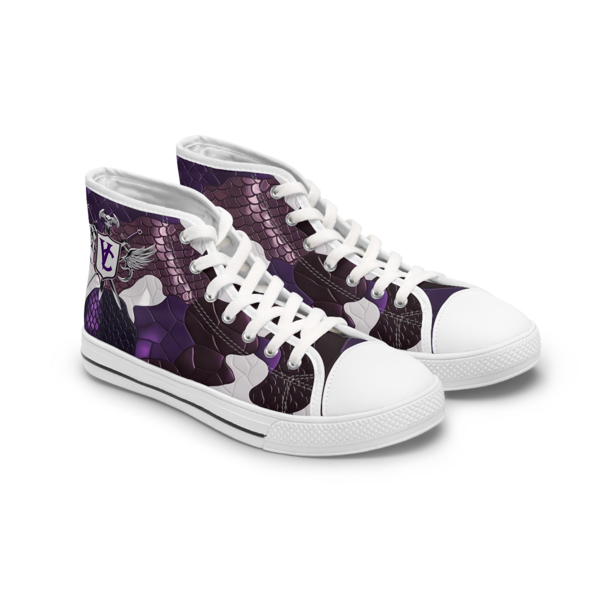 Women’s High Top Sneakers - Stylish Purple Dragon Design