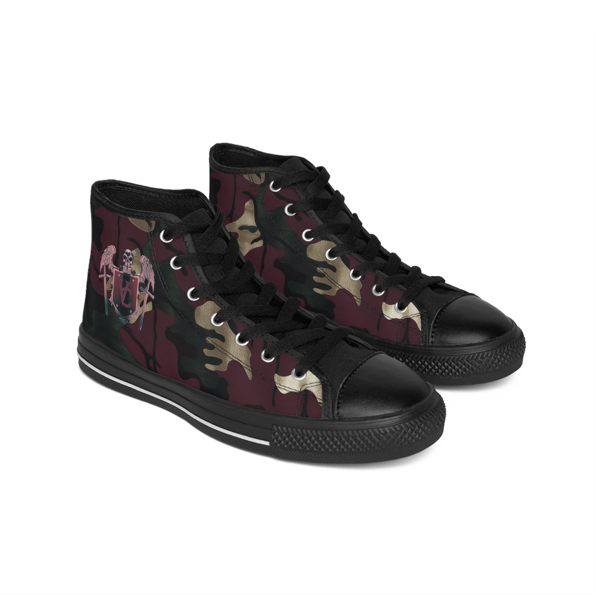 Camo High-Top Sneakers with Stylish Wings Design