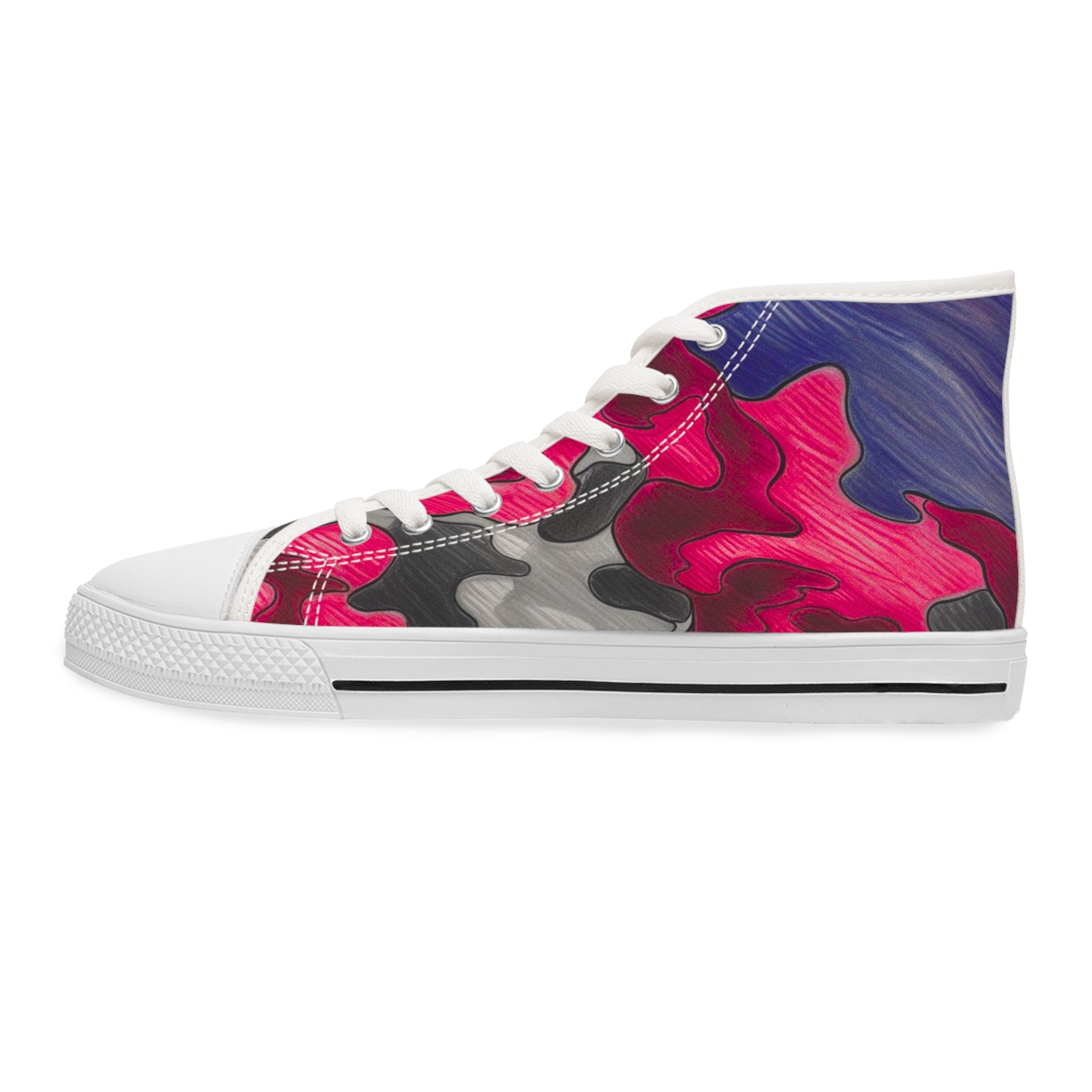 Trendy Women's High Top Sneakers - Colorful Camo Design