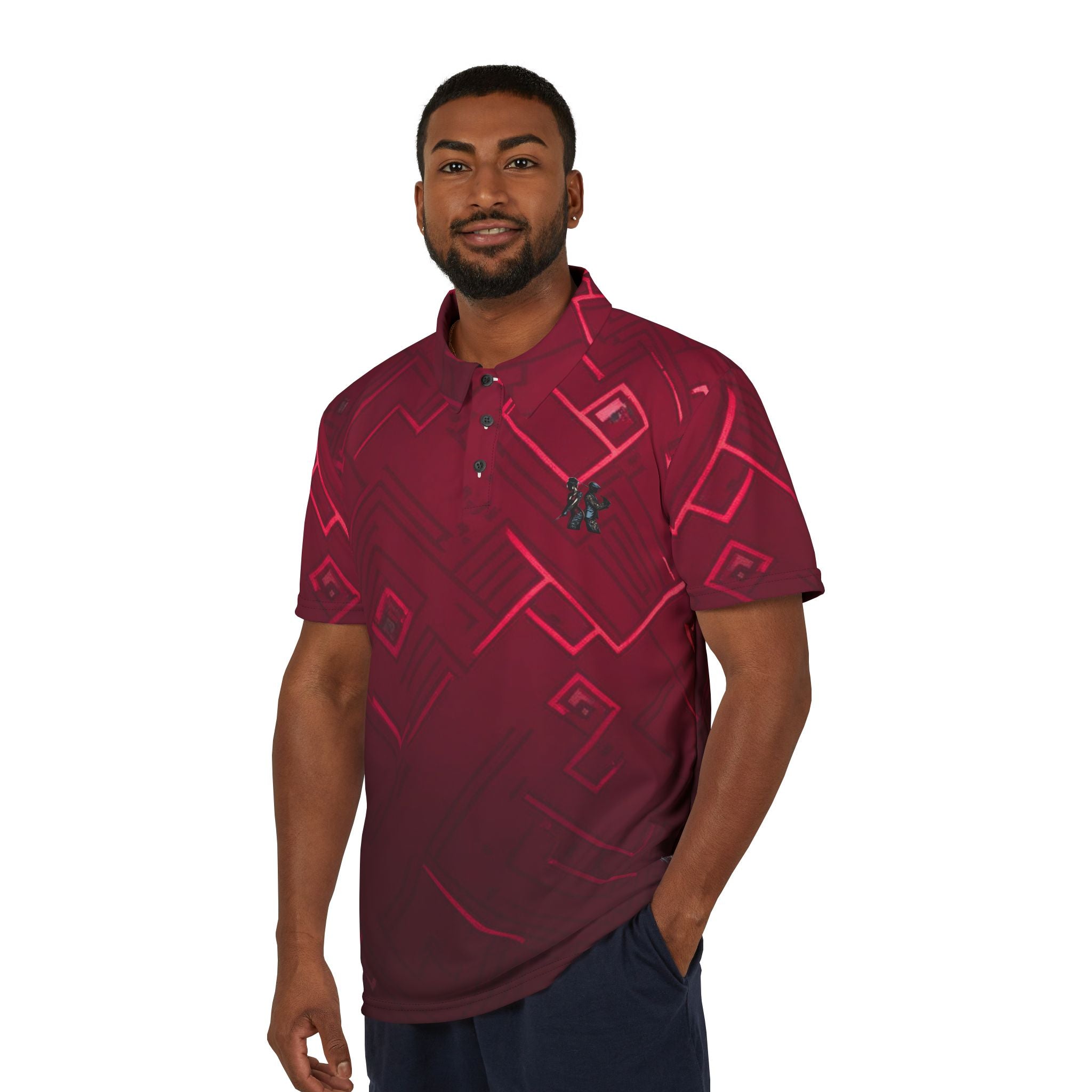 Stylish Unisex Polo Shirt with Modern Geometric Design - Perfect for Casual or Sporty Occasions
