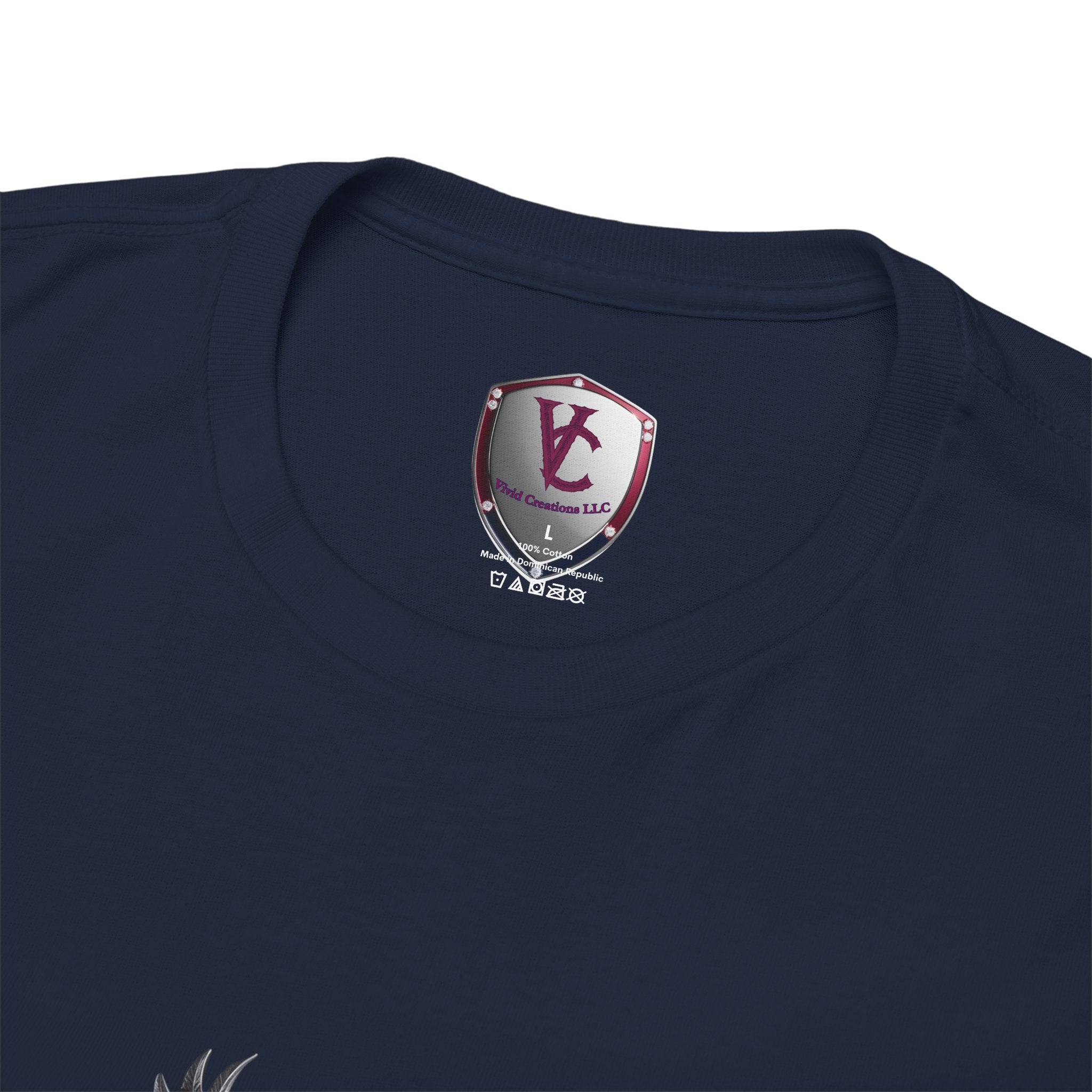 Unisex Heavy Cotton Tee with Shield Design - Bold Streetwear Style