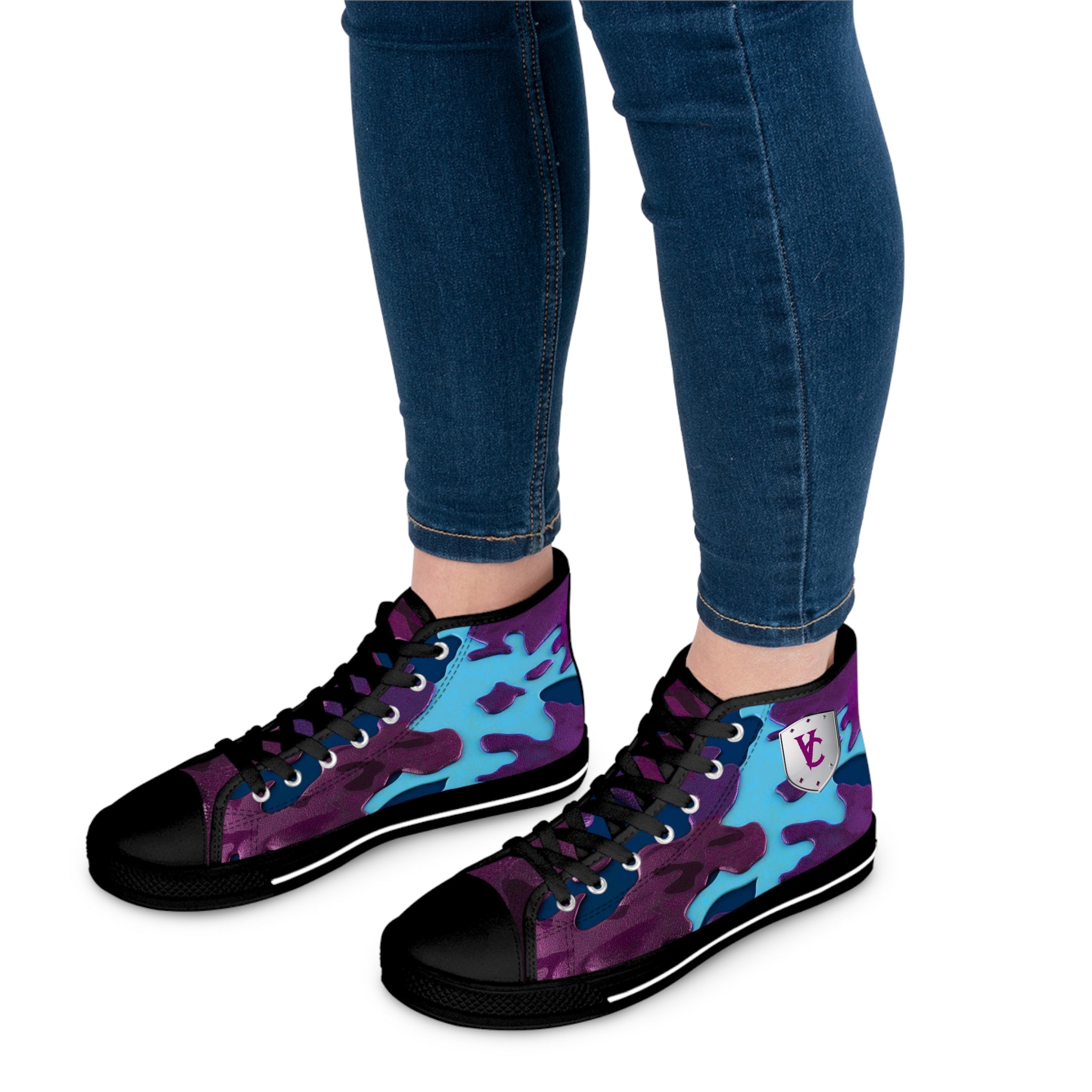 Stylish Camo High Top Sneakers for Women - Trendy Streetwear Footwear