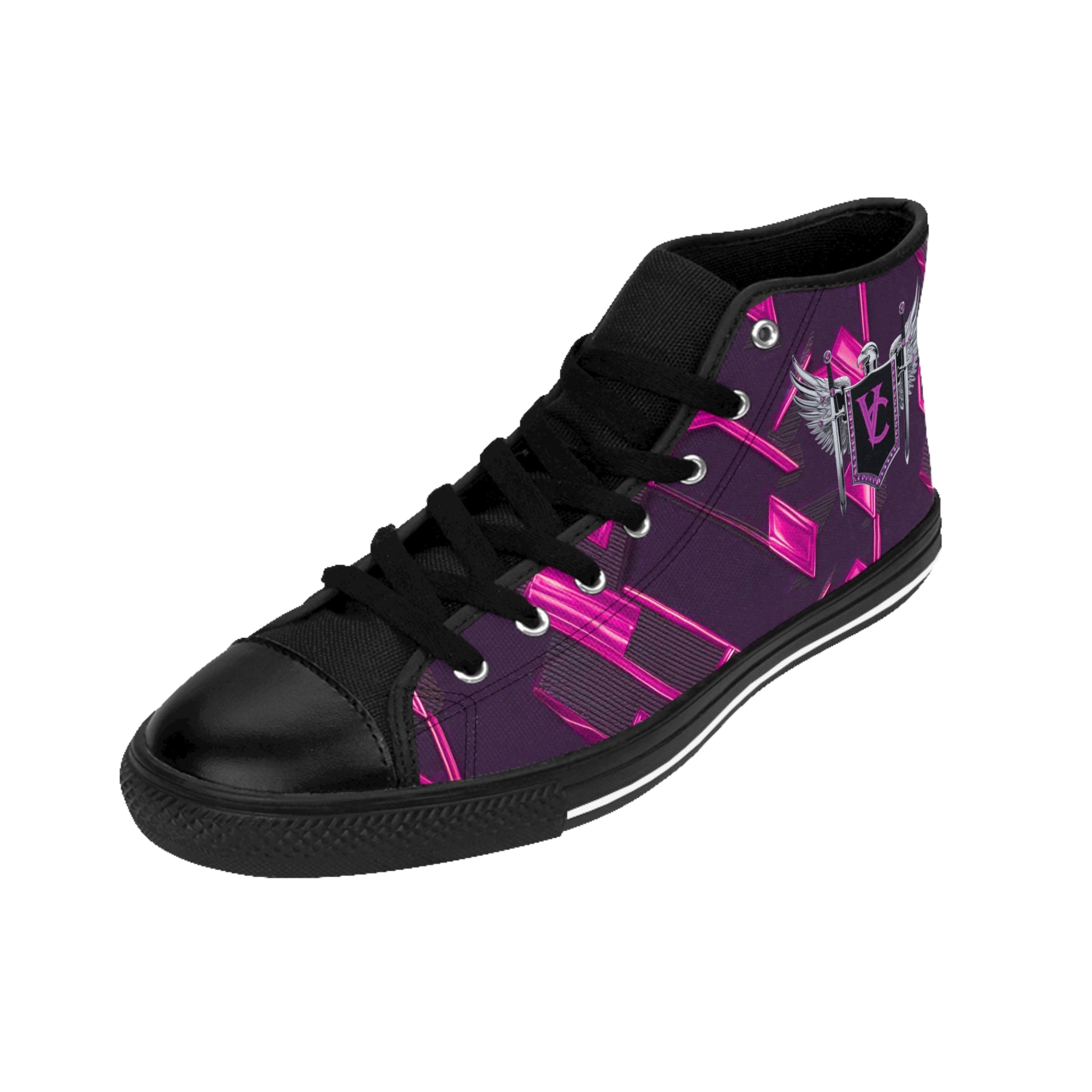 Stylish Women's High-Top Sneakers with Vibrant Pink Design