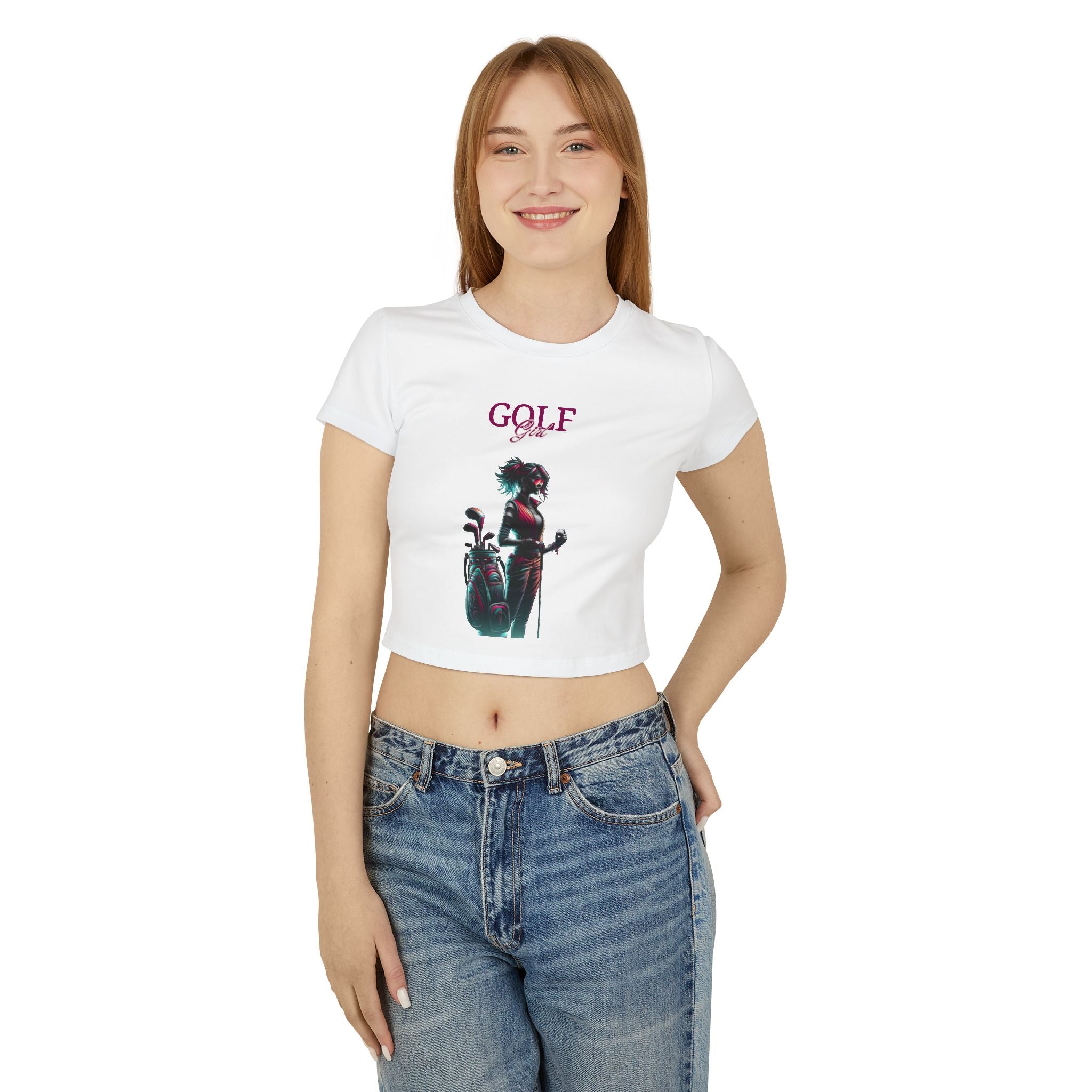 Golf Girl Women's Baby Tee - Stylish Golf-Themed Graphic T-Shirt