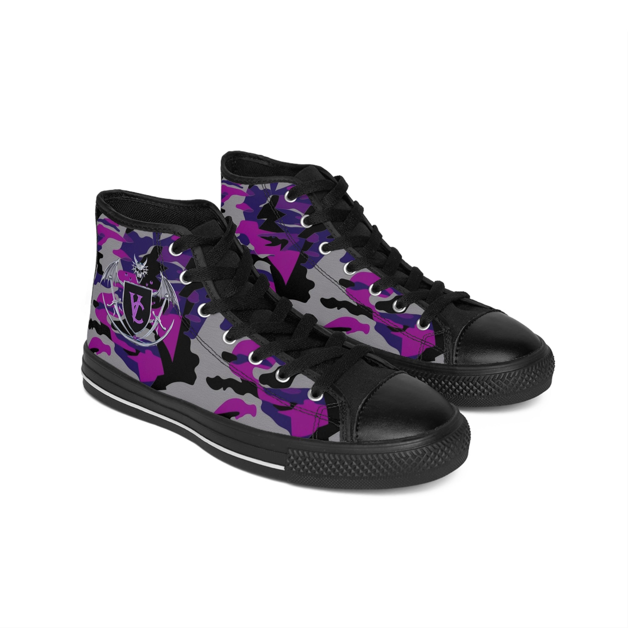 Stylish Women's Classic Camo Sneakers with Purple Accents