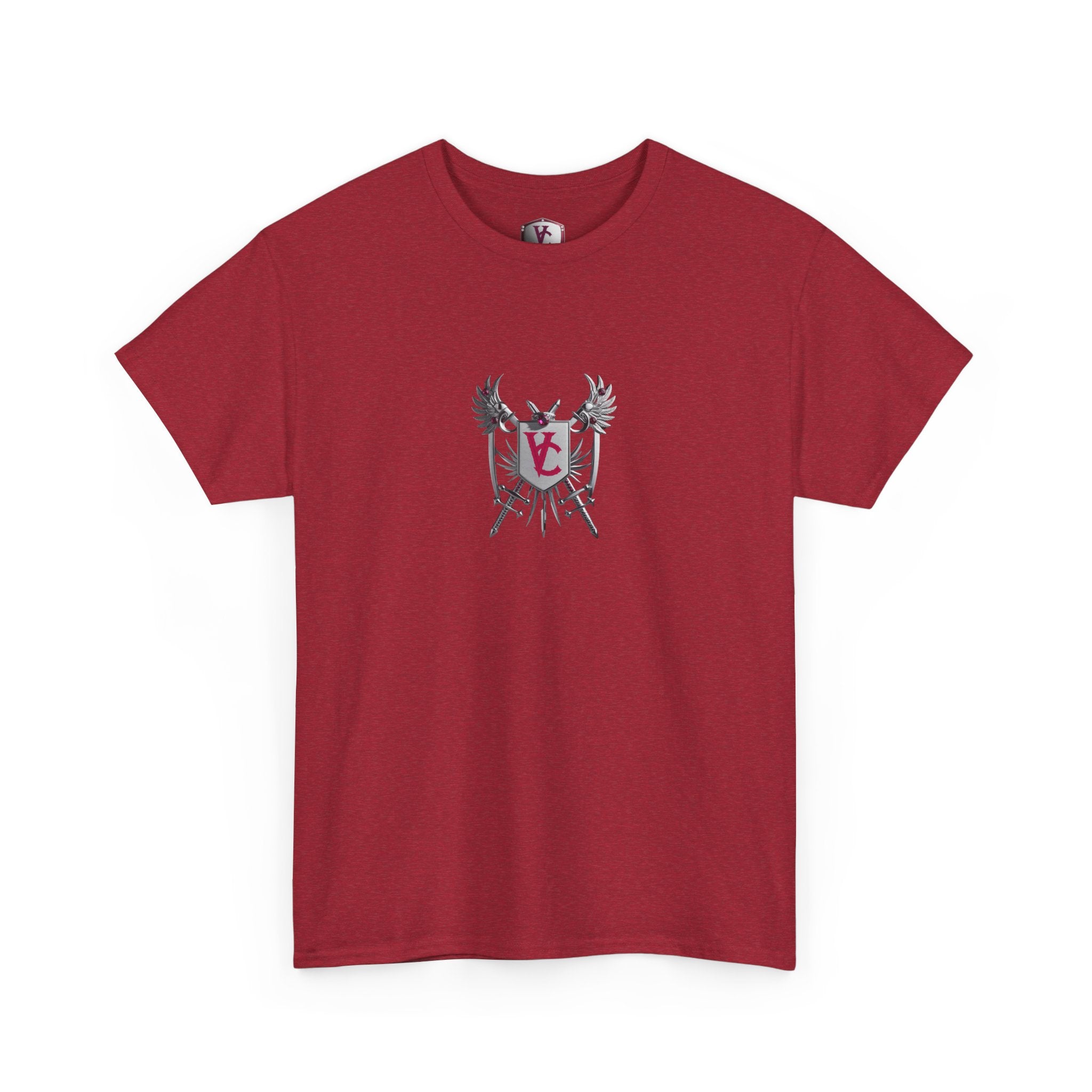 Unisex Heavy Cotton Tee with Shield Design - Bold Streetwear Style