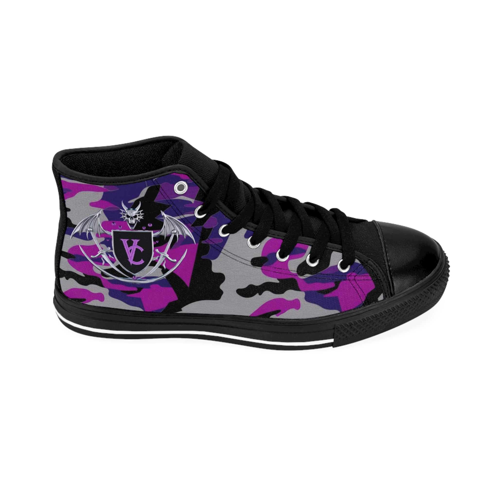Stylish Women's Classic Camo Sneakers with Purple Accents