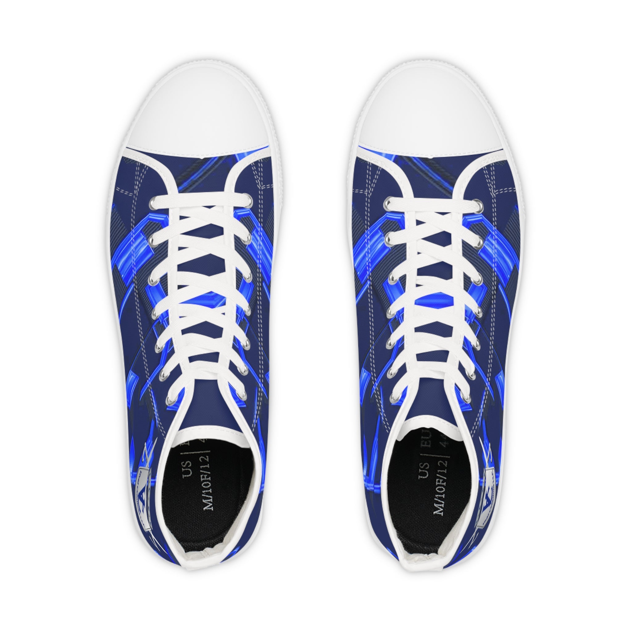 Stylish Men's High Top Sneakers with Blue Geometric Design