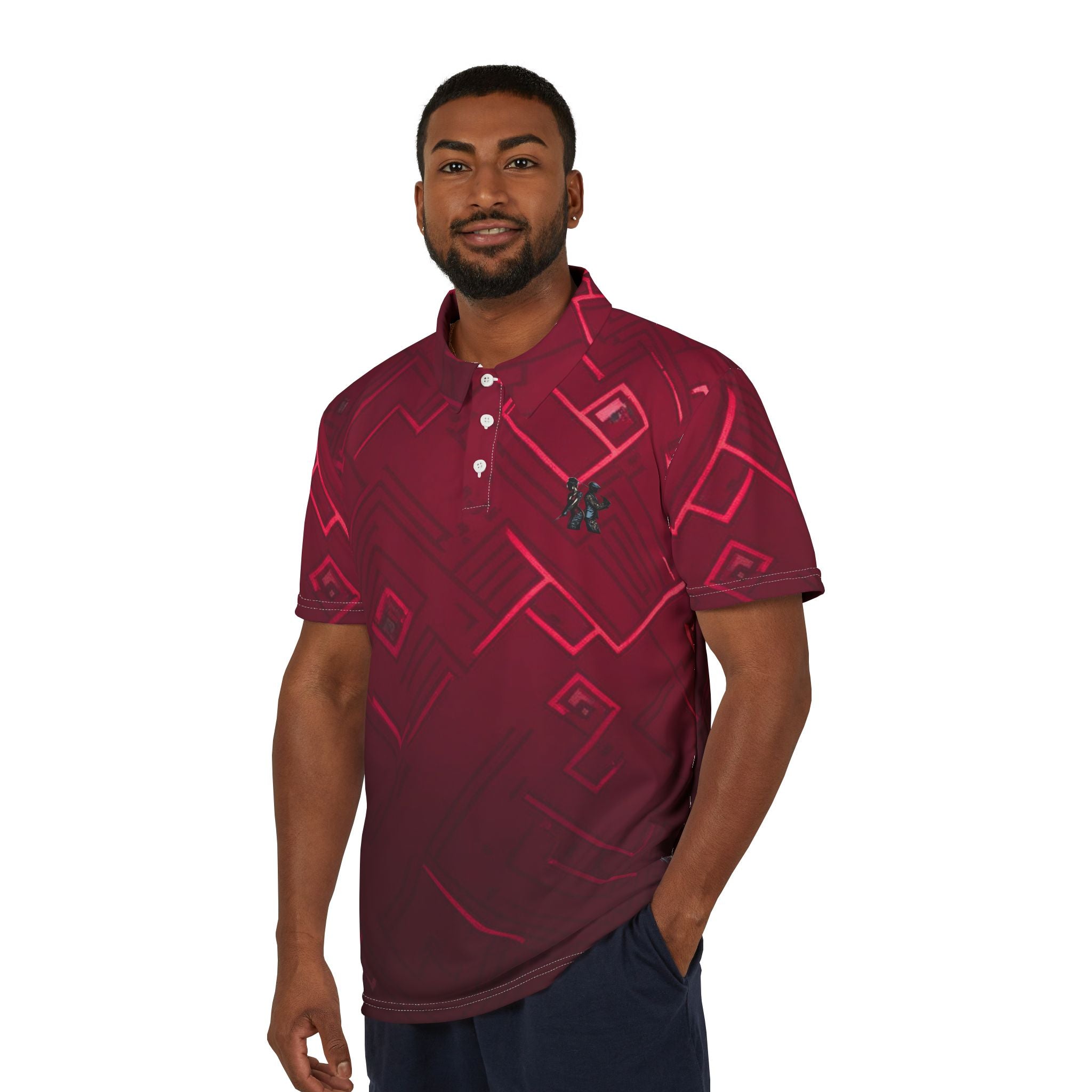 Stylish Unisex Polo Shirt with Modern Geometric Design - Perfect for Casual or Sporty Occasions