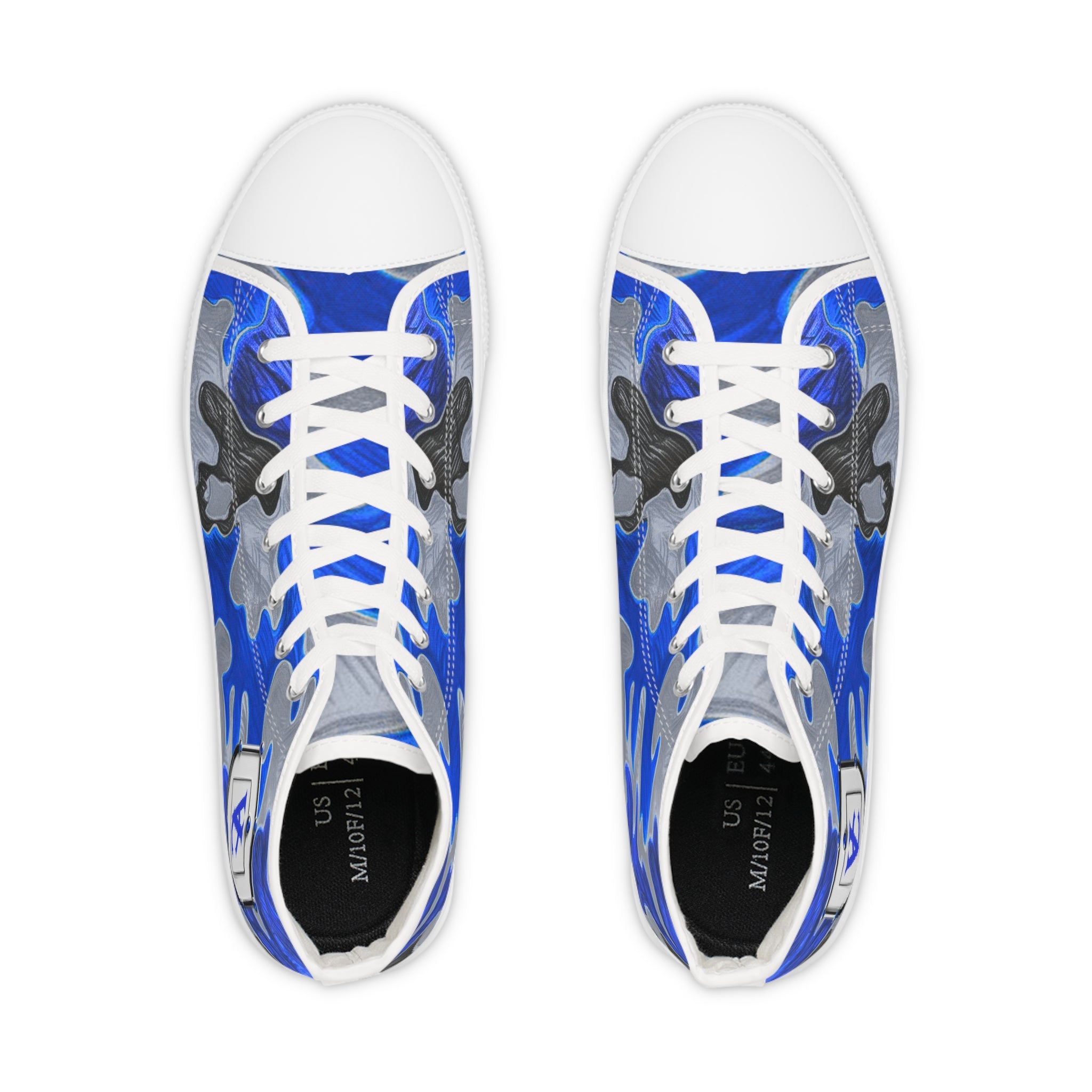 Men's High Top Sneakers - Bold Blue Camo Design for Stylish Comfort