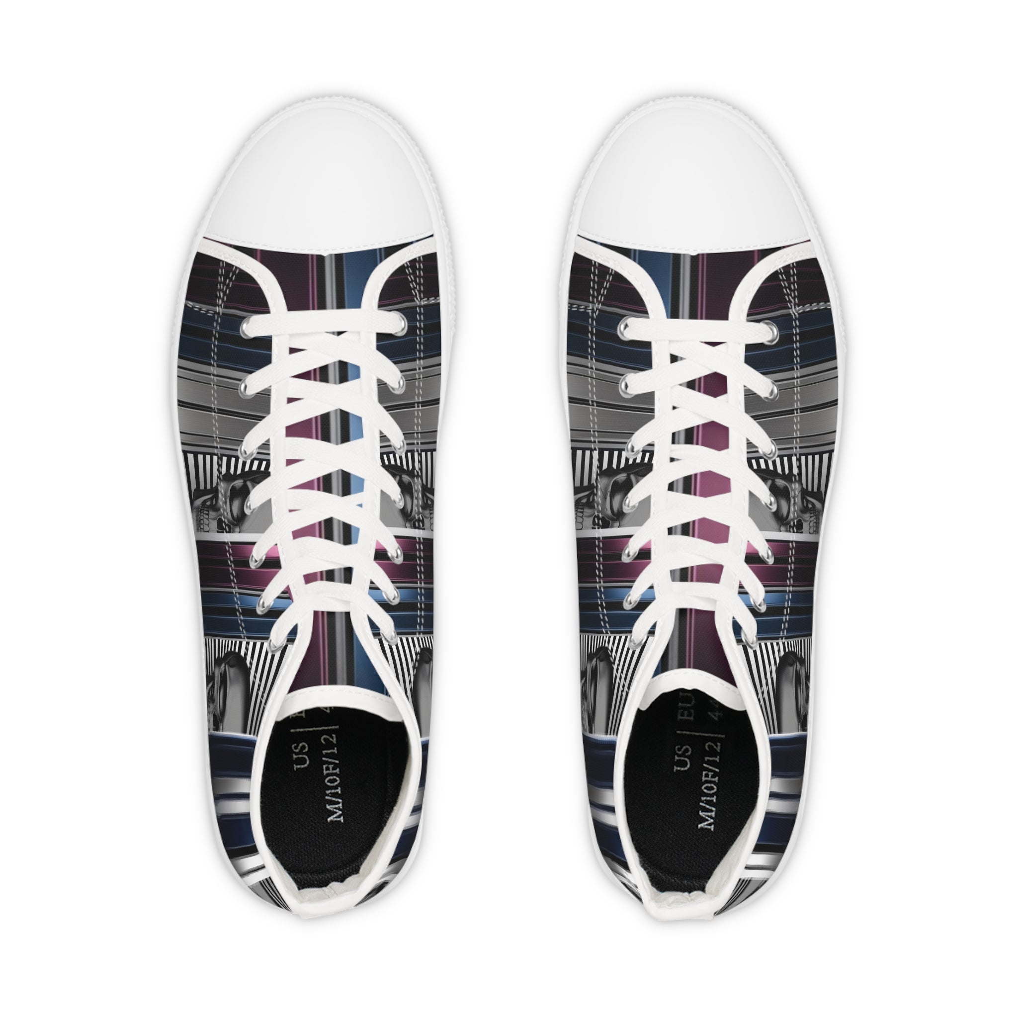 Men's High-Top Sneakers, Vivid Creations Designer Shoes Graphic Skull Design