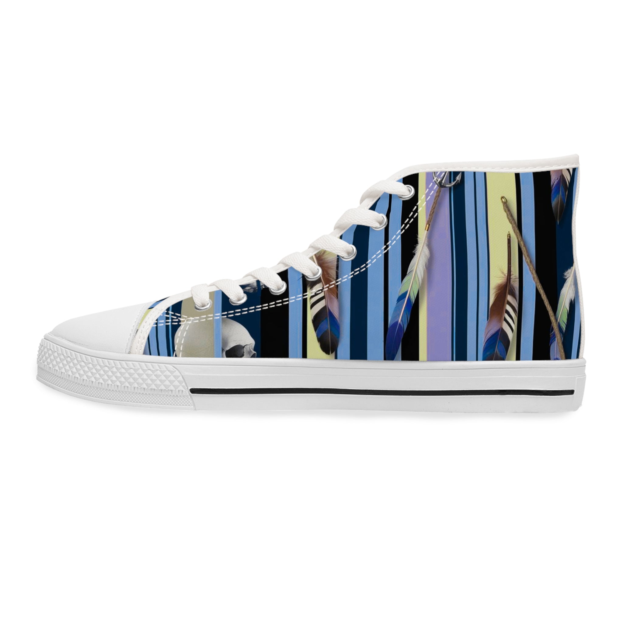 Stylish Women's High Top Sneakers with Artistic Stripes - Trendy Footwear for Fashion Lovers