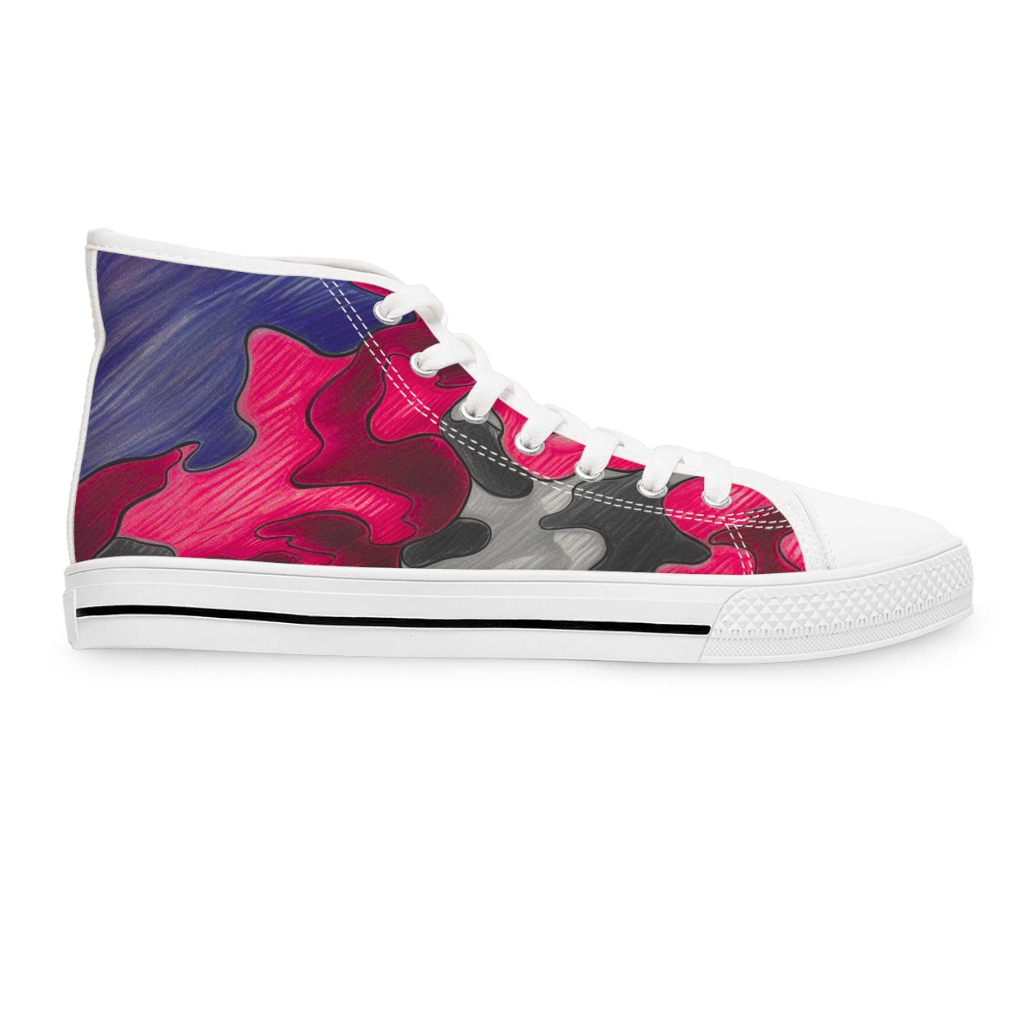 Trendy Women's High Top Sneakers - Colorful Camo Design