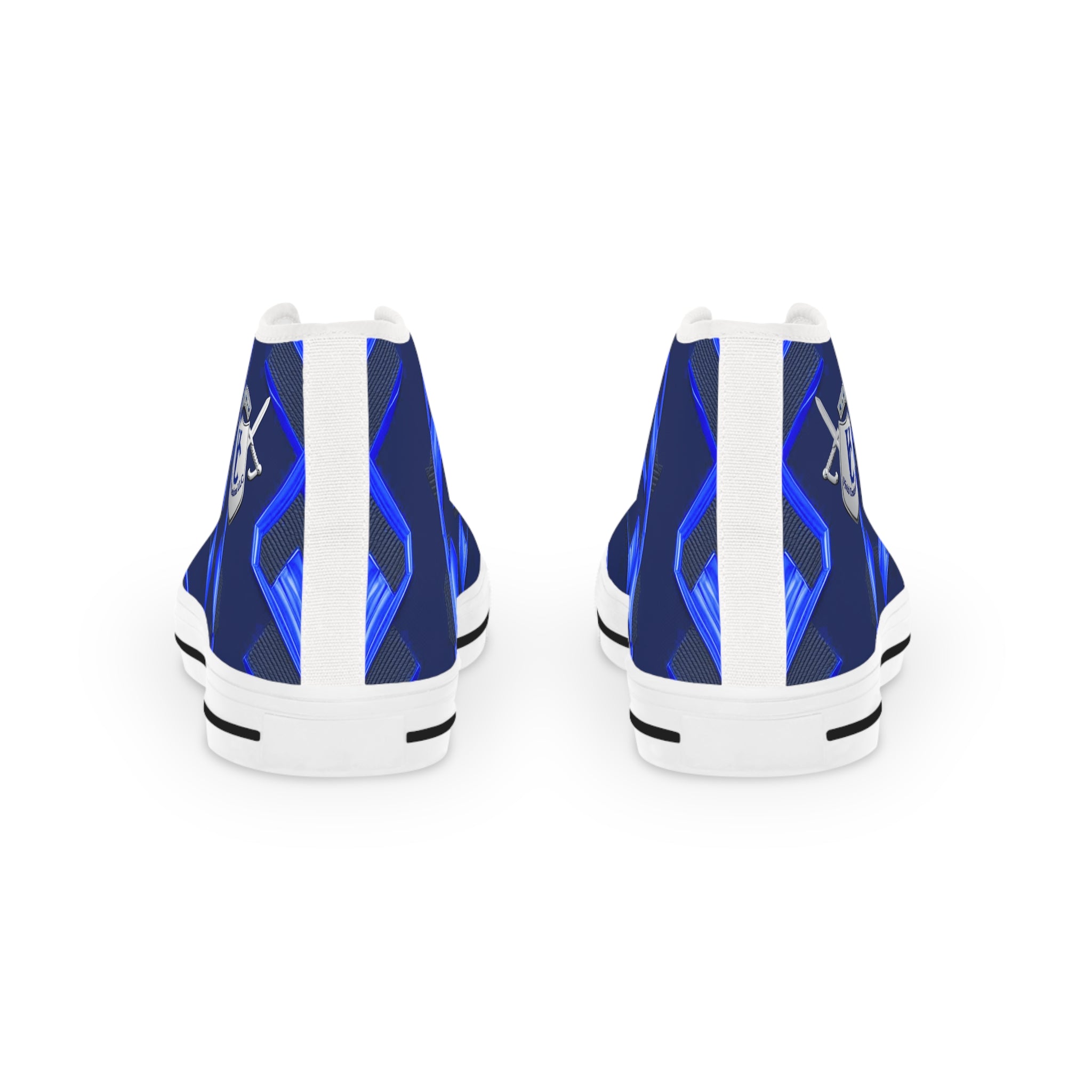 Stylish Men's High Top Sneakers with Blue Geometric Design