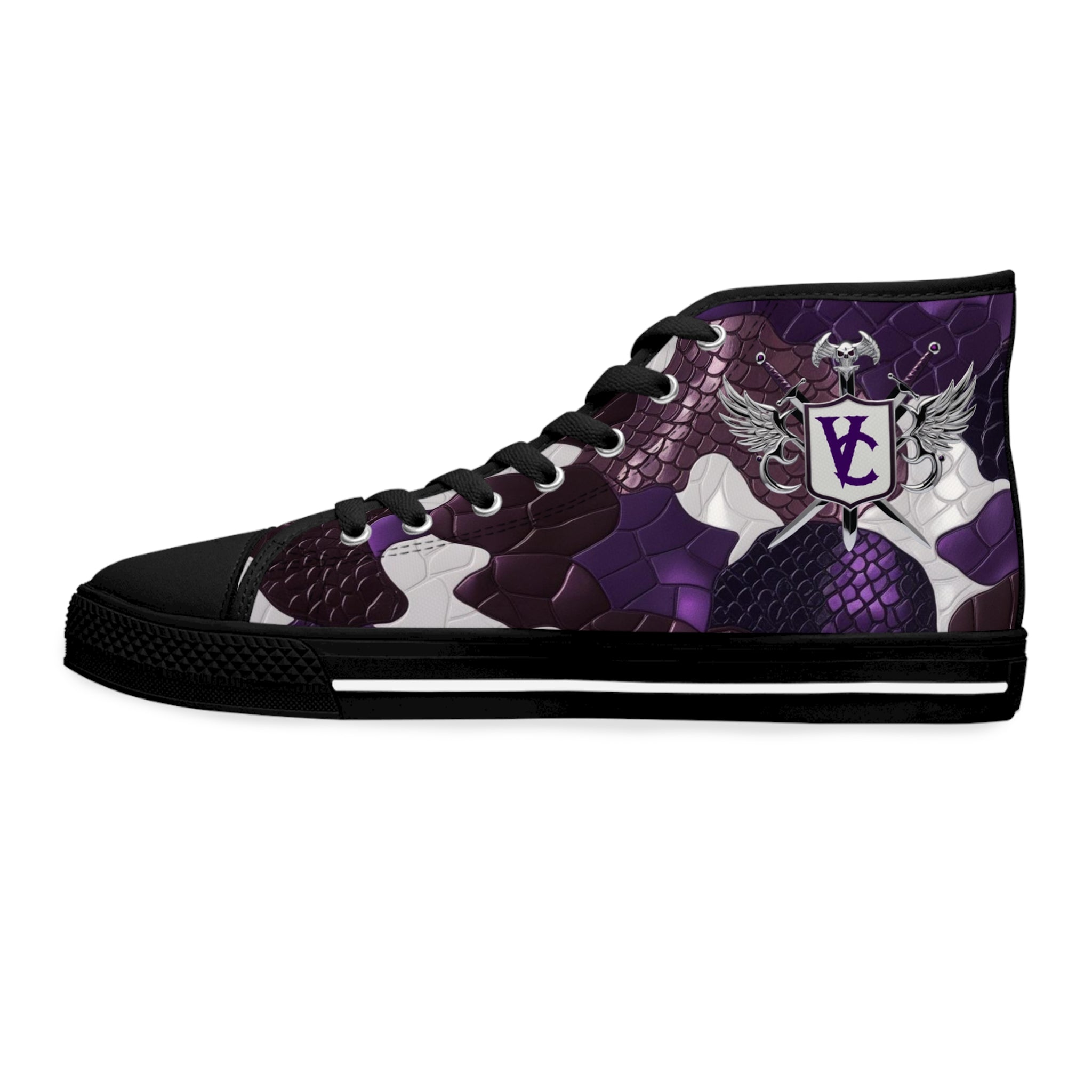 Women’s High Top Sneakers - Stylish Purple Dragon Design