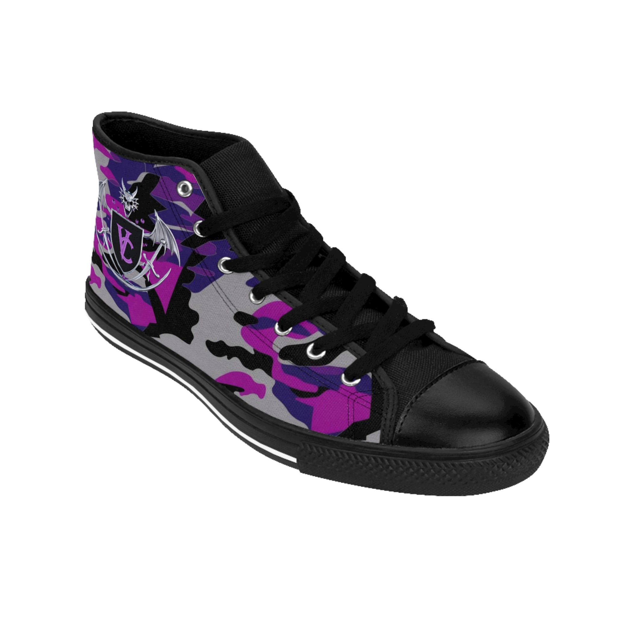 Stylish Women's Classic Camo Sneakers with Purple Accents