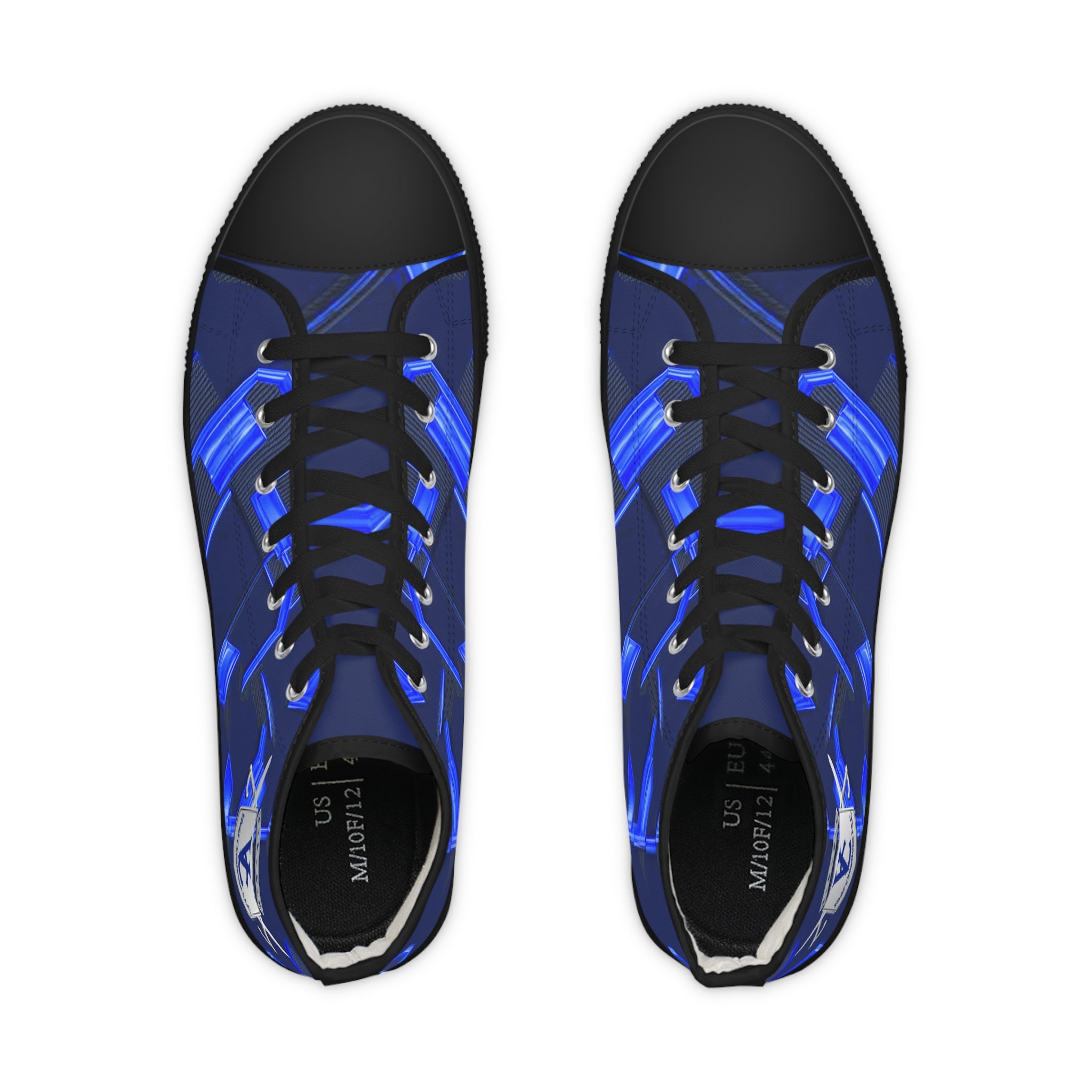 Stylish Men's High Top Sneakers with Blue Geometric Design