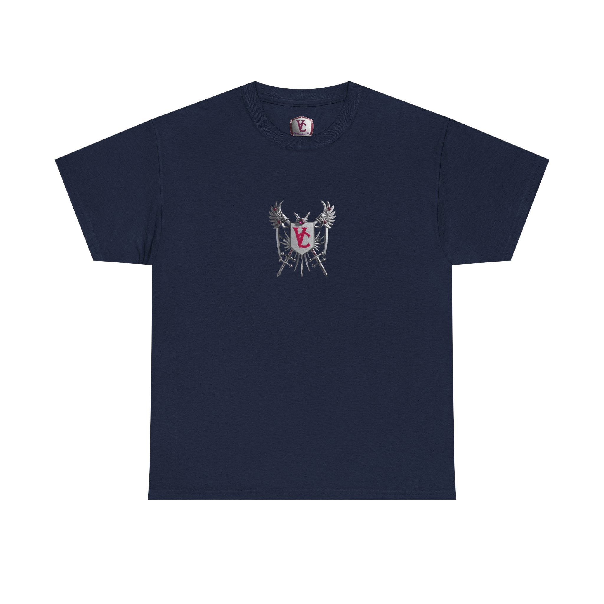 Unisex Heavy Cotton Tee with Shield Design - Bold Streetwear Style