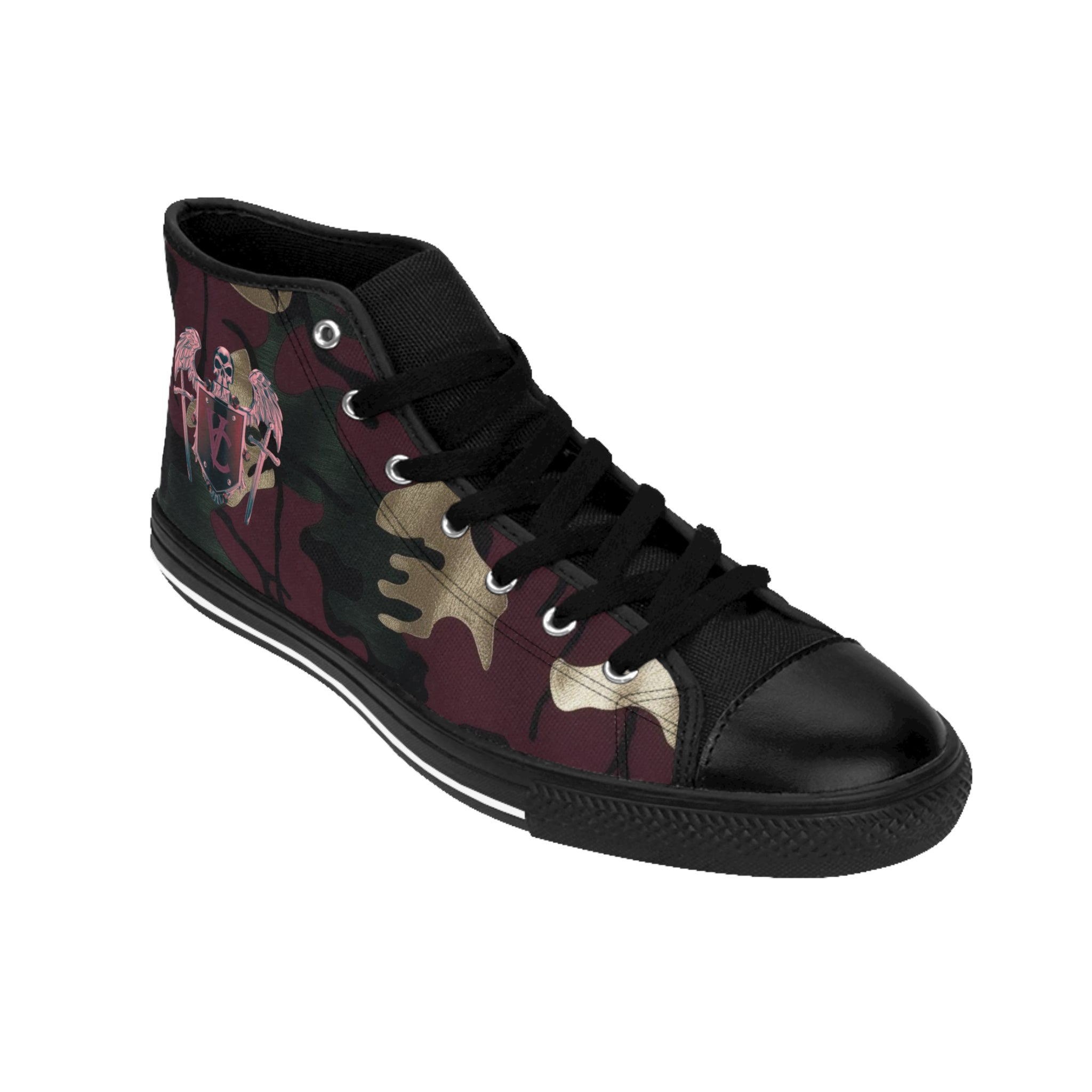 Camo High-Top Sneakers with Stylish Wings Design