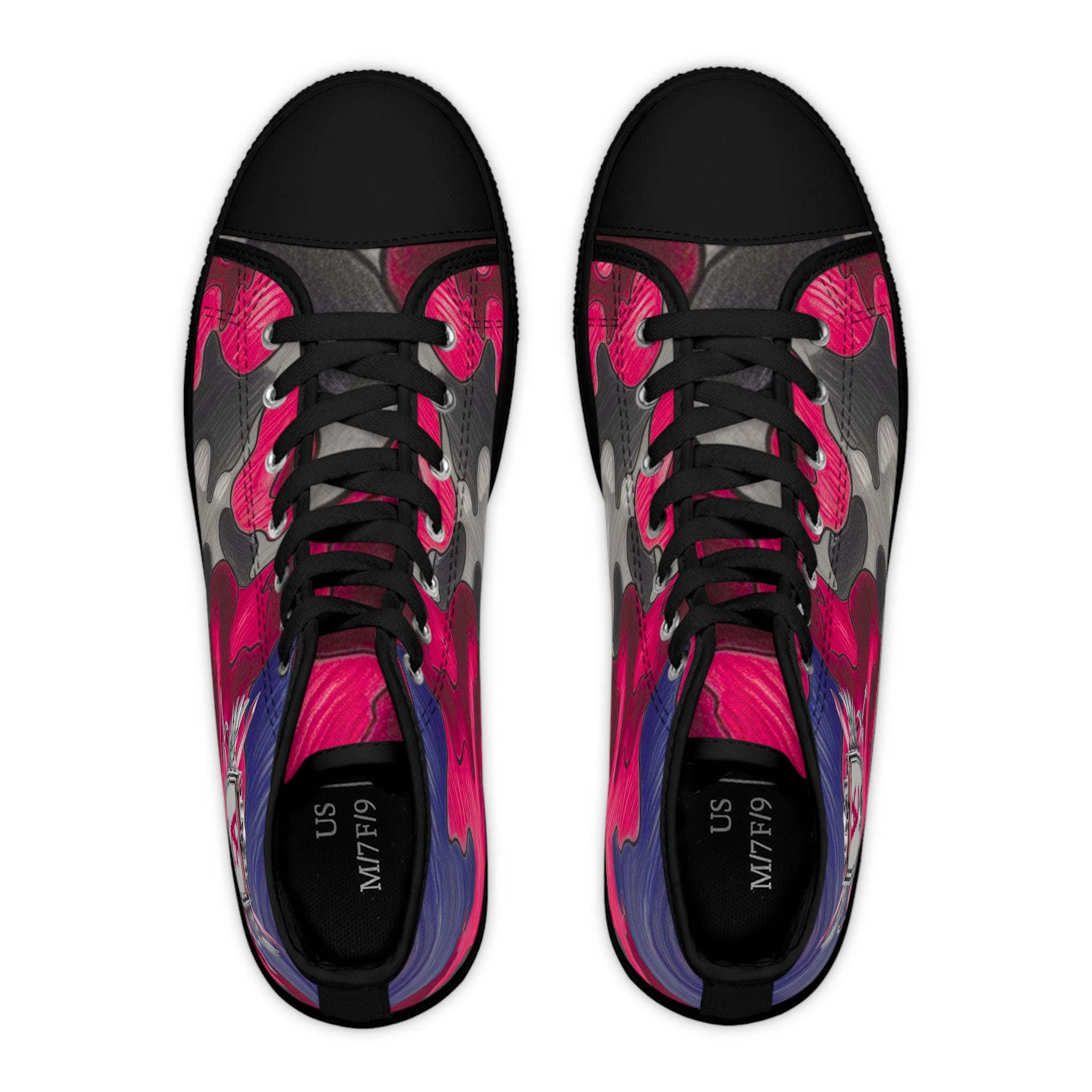 Trendy Women's High Top Sneakers - Colorful Camo Design