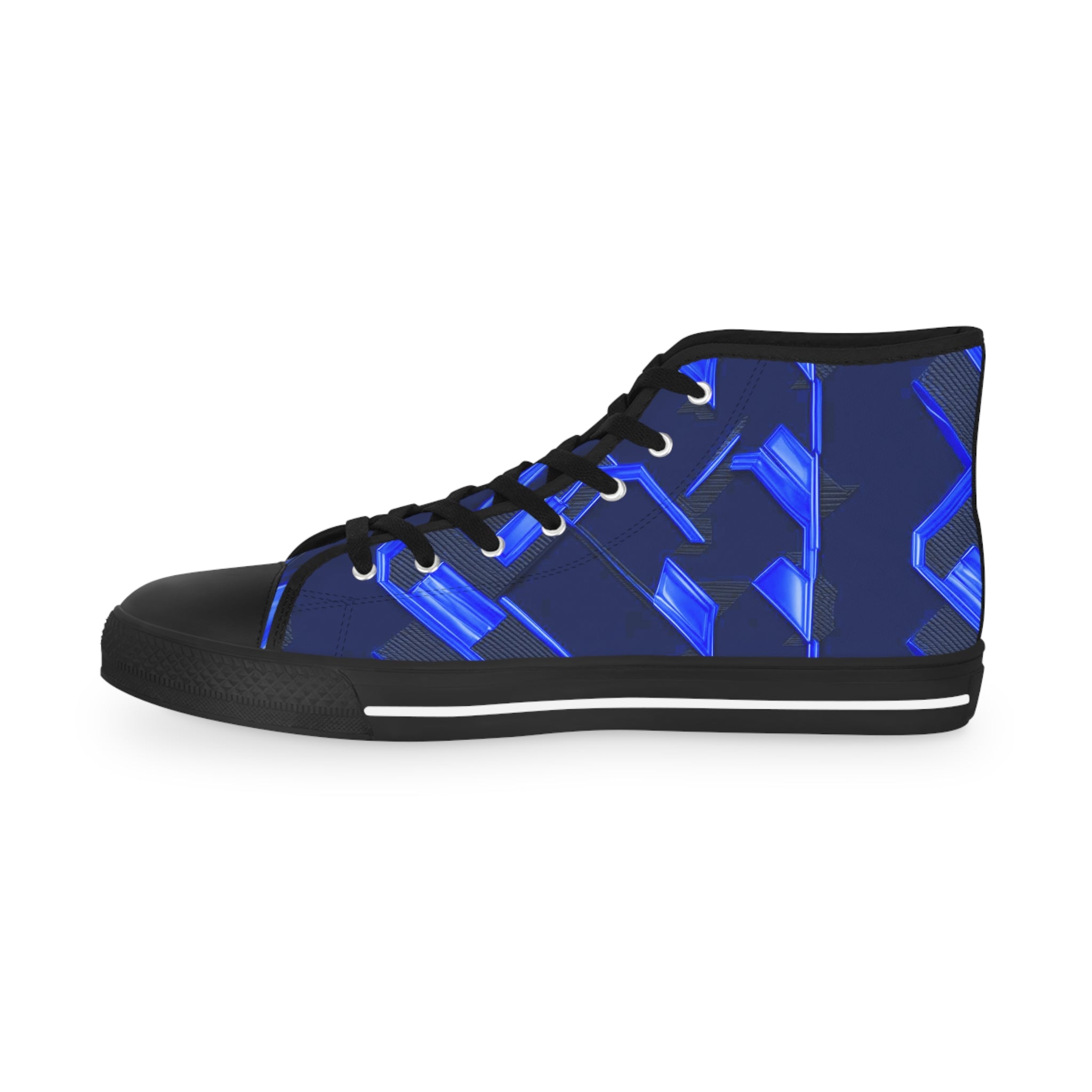 Stylish Men's High Top Sneakers with Blue Geometric Design