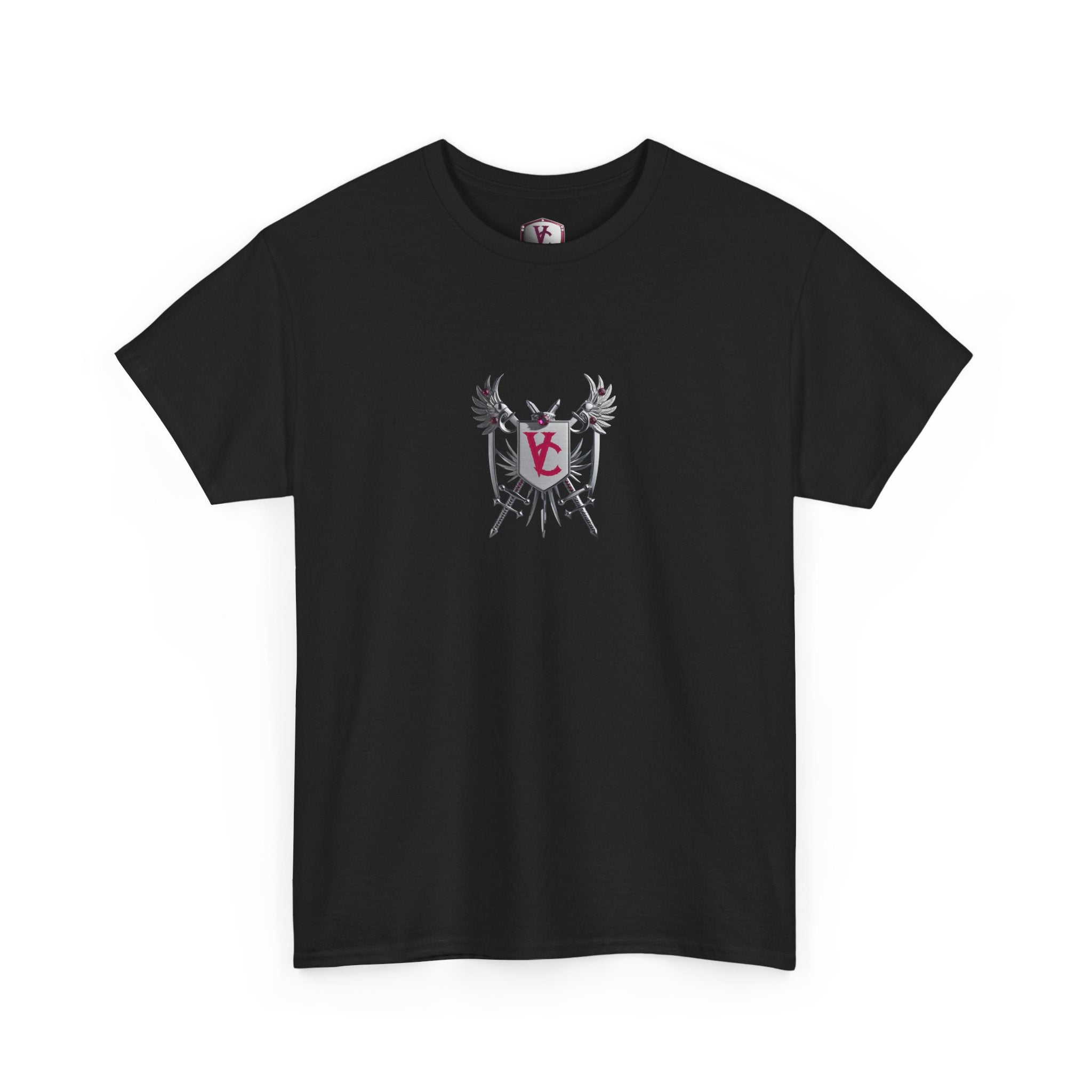 Unisex Heavy Cotton Tee with Shield Design - Bold Streetwear Style