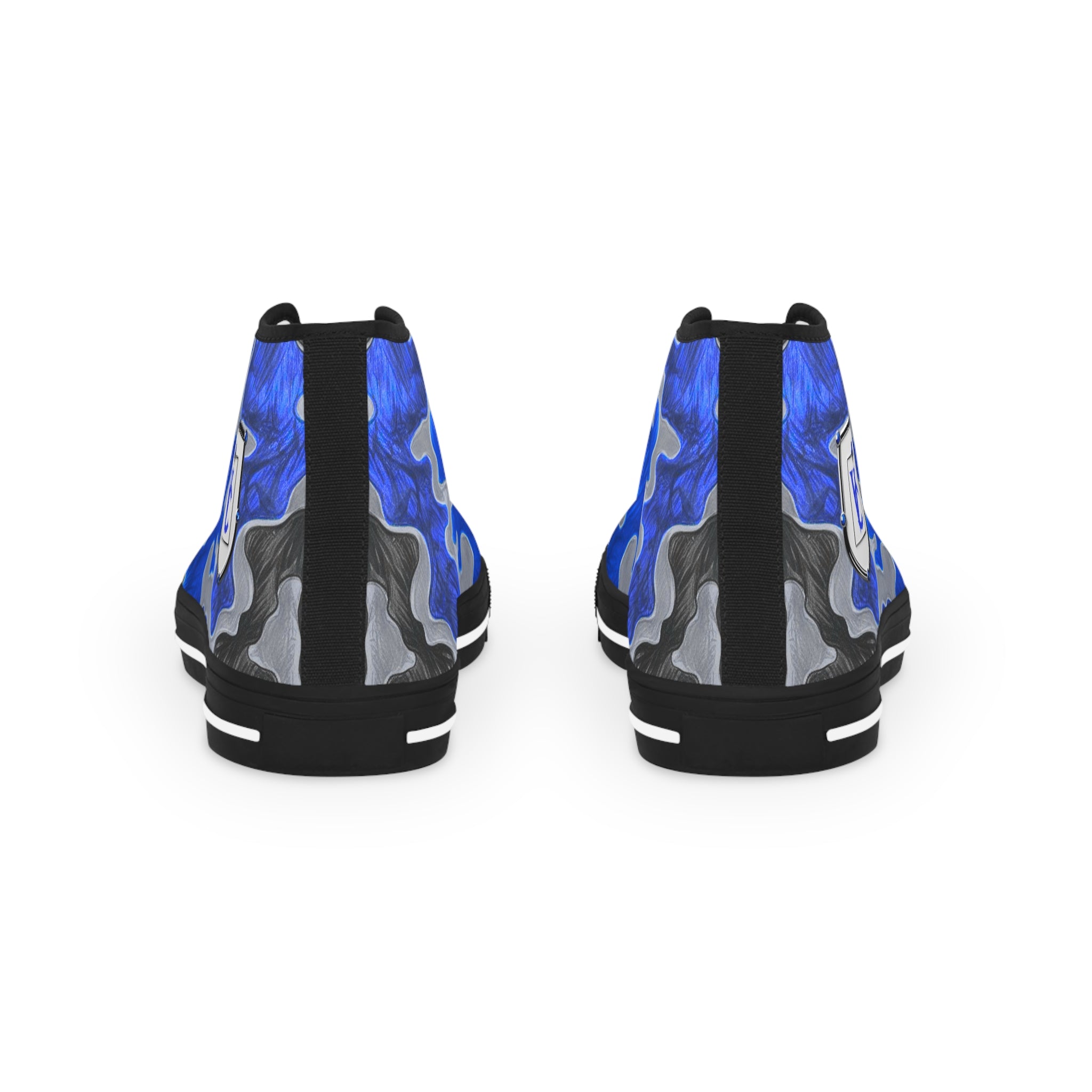 Men's High Top Sneakers - Bold Blue Camo Design for Stylish Comfort
