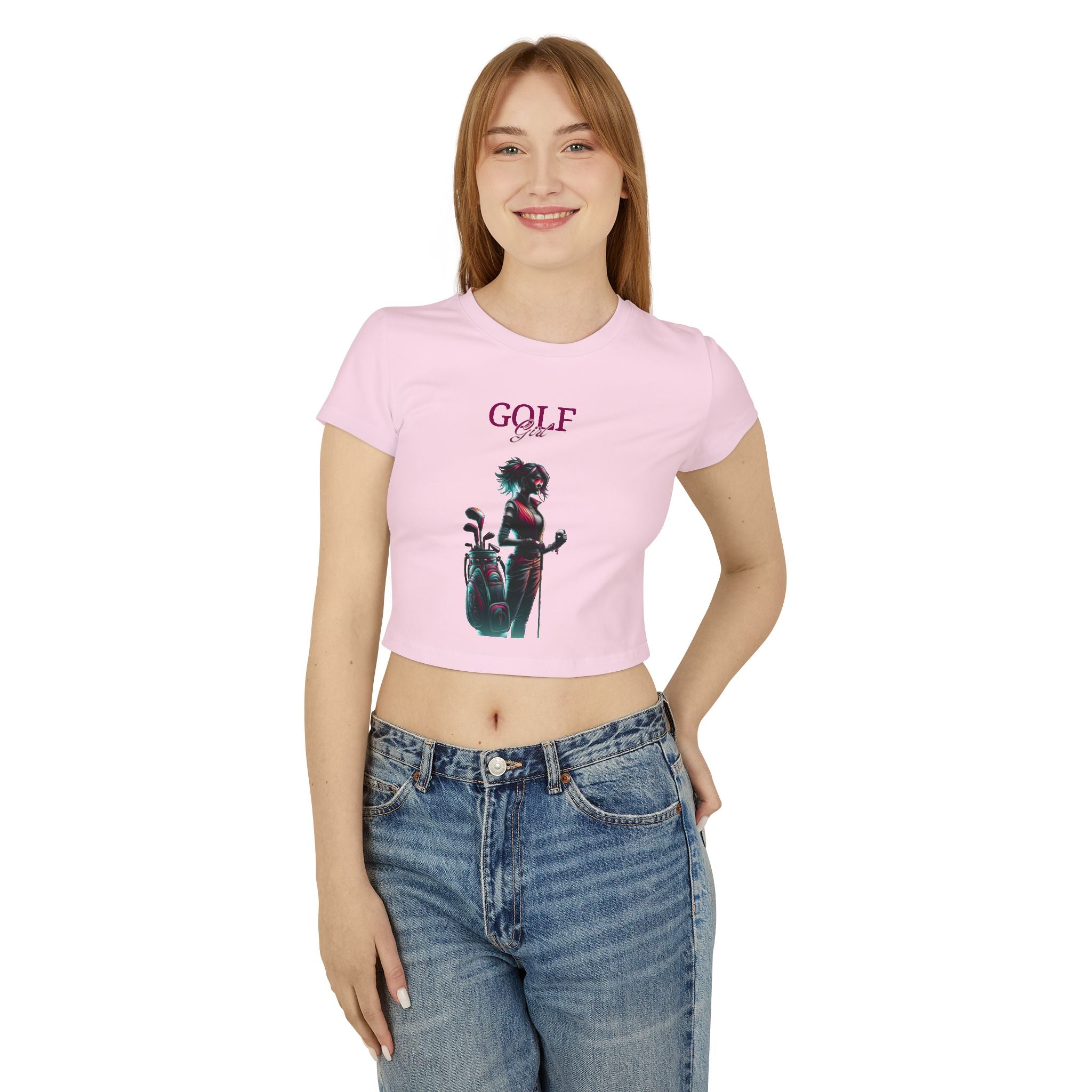 Golf Girl Women's Baby Tee - Stylish Golf-Themed Graphic T-Shirt