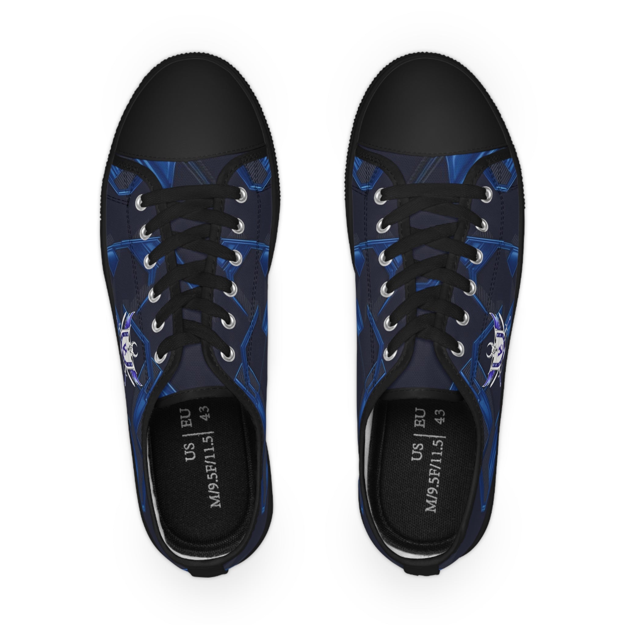 Stylish Men's Low Top Sneakers - Navy Blue with Skull Design