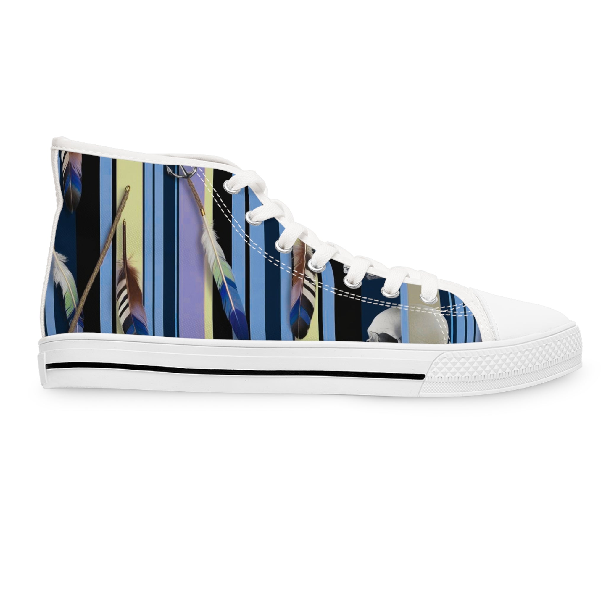 Stylish Women's High Top Sneakers with Artistic Stripes - Trendy Footwear for Fashion Lovers