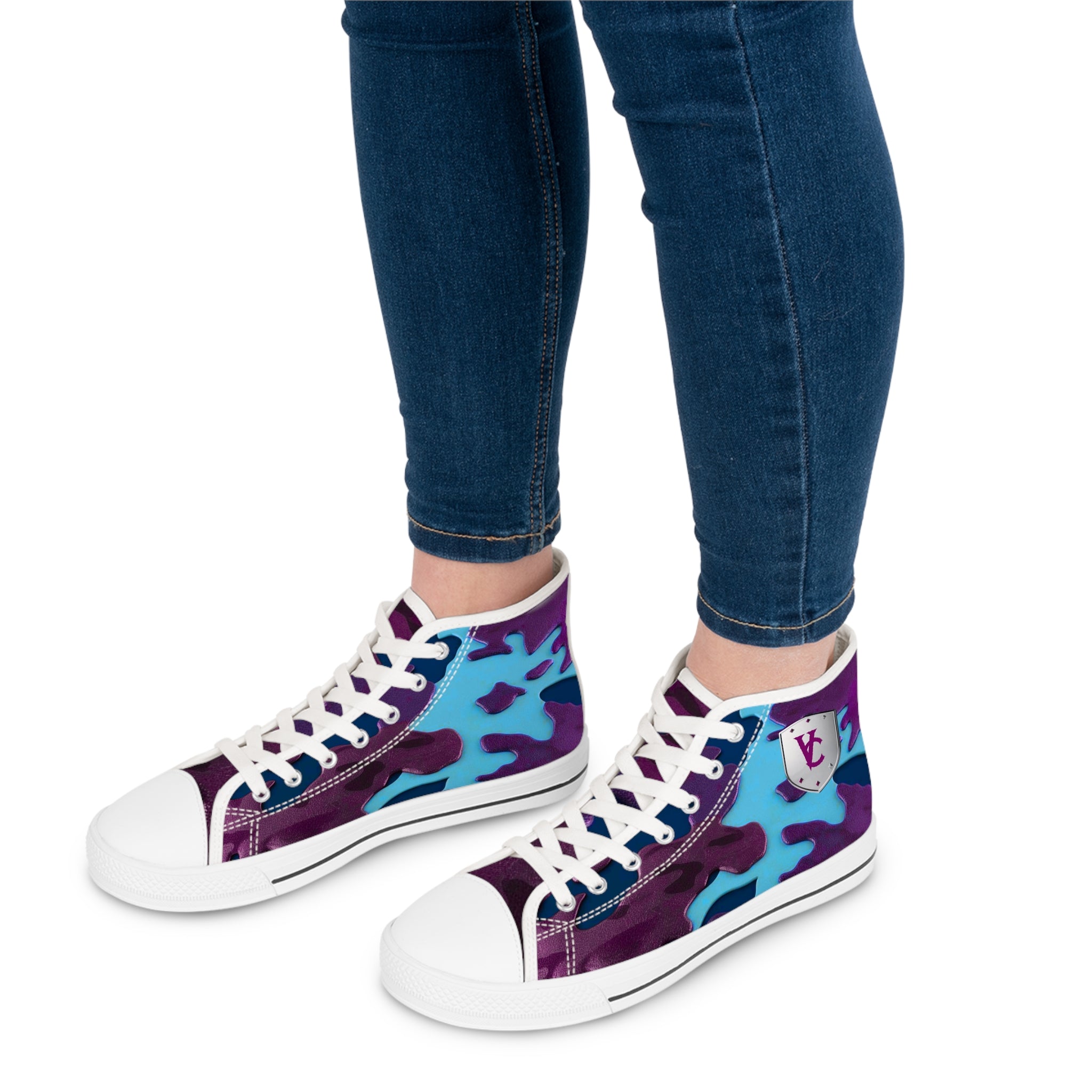Stylish Camo High Top Sneakers for Women - Trendy Streetwear Footwear