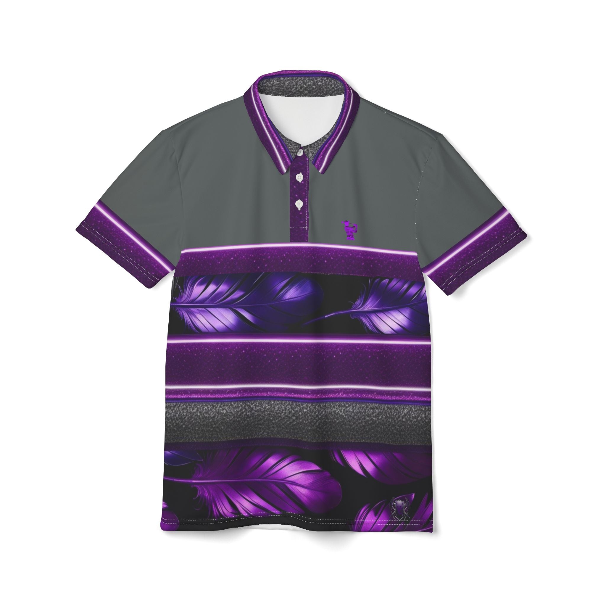 Stylish Purple Feather Unisex Polo Shirt - Trendy Casual Wear