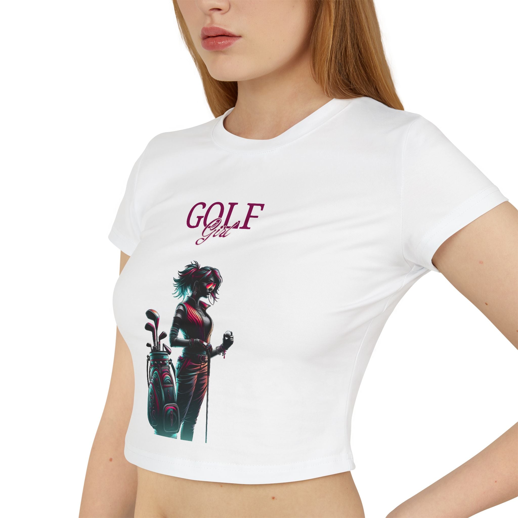 Golf Girl Women's Baby Tee - Stylish Golf-Themed Graphic T-Shirt