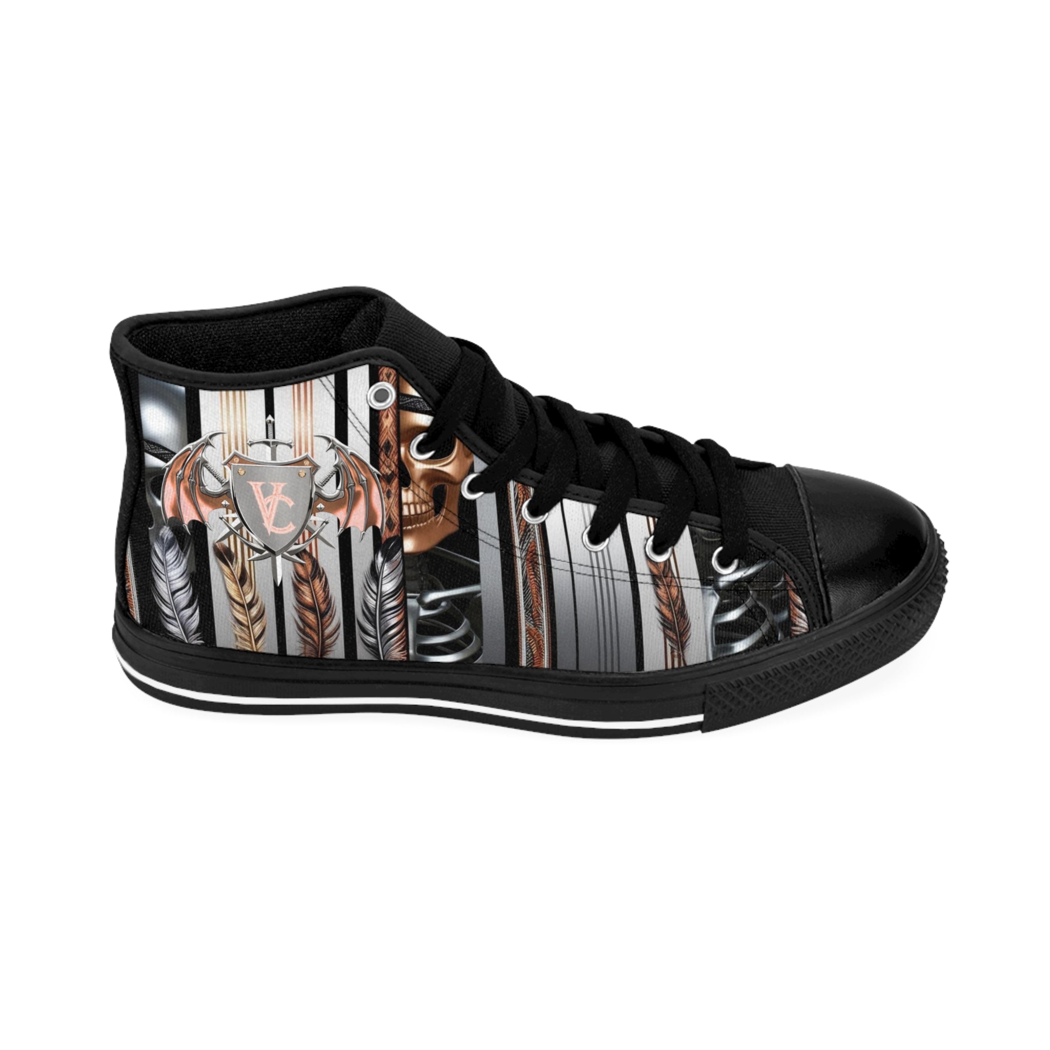 Men's Classic Sneakers with Tribal Design - Stylish High-Top Footwear for Everyday Adventures