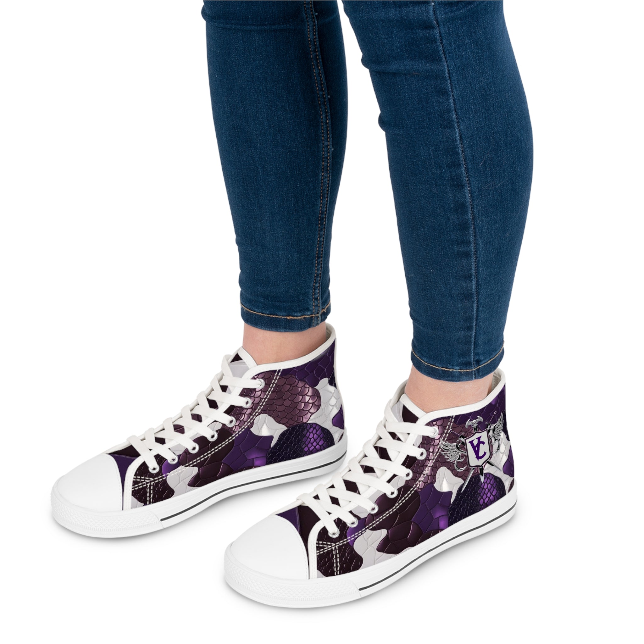 Women’s High Top Sneakers - Stylish Purple Dragon Design