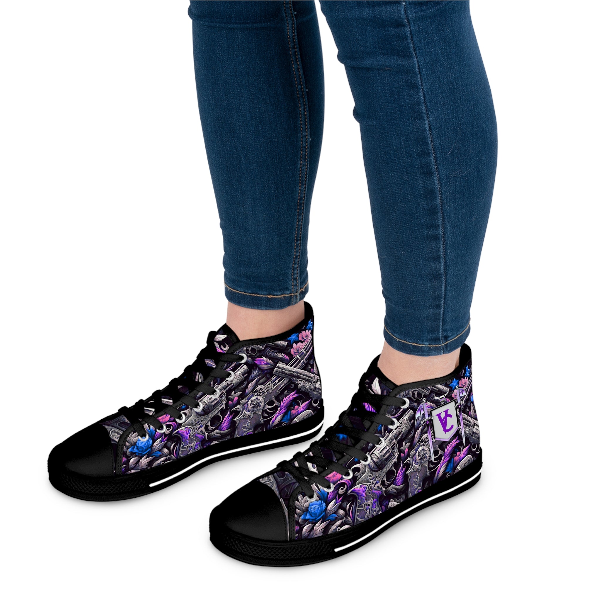 Stylish Women's High Top Sneakers - Vibrant Abstract Design