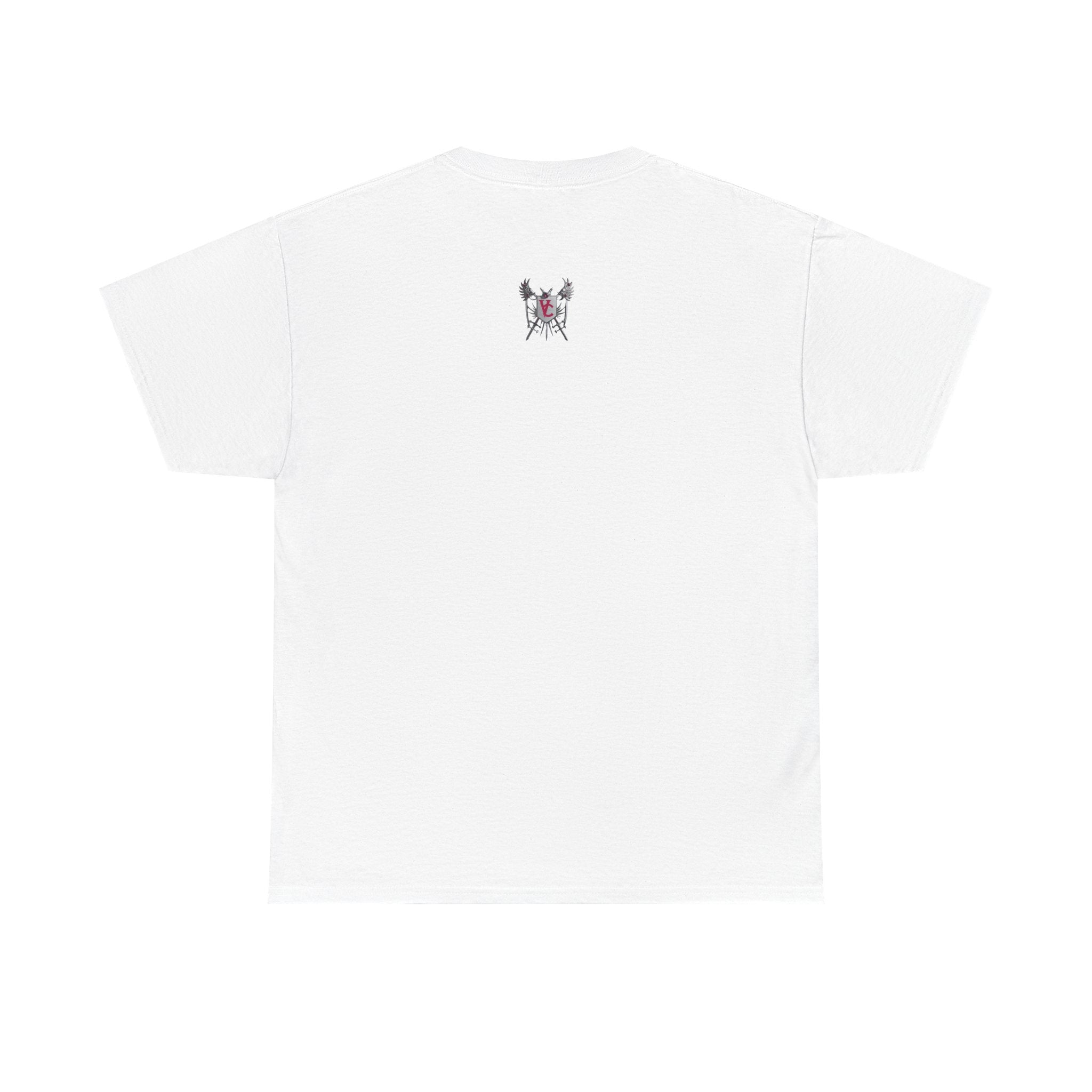 Unisex Heavy Cotton Tee with Shield Design - Bold Streetwear Style